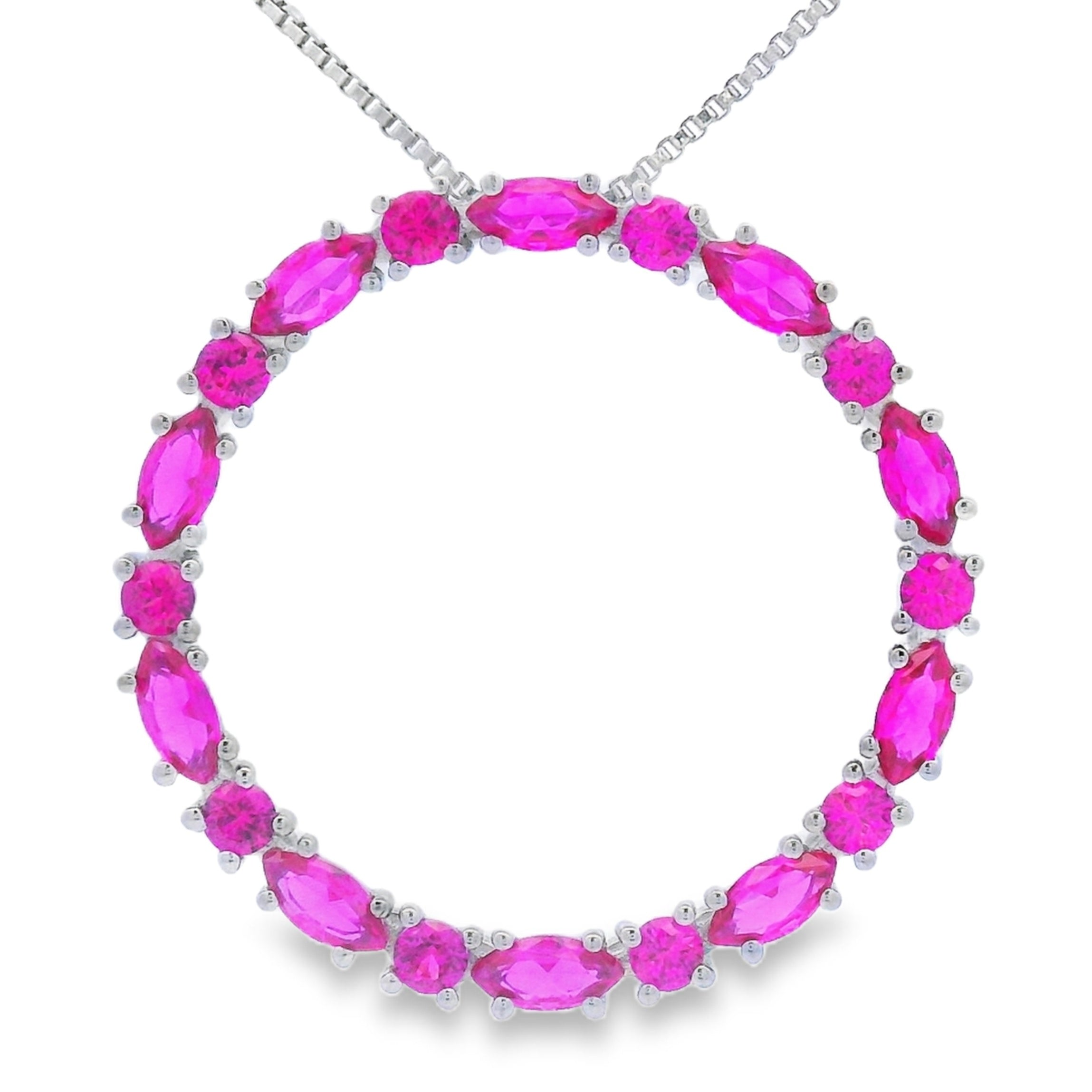 Created Ruby Circle of Love Pendant Sterling Silver on sale at MyriadMart