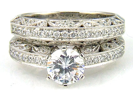 .54ct Antique Style Engagement Ring Set 18KT White Gold on sale at MyriadMart
