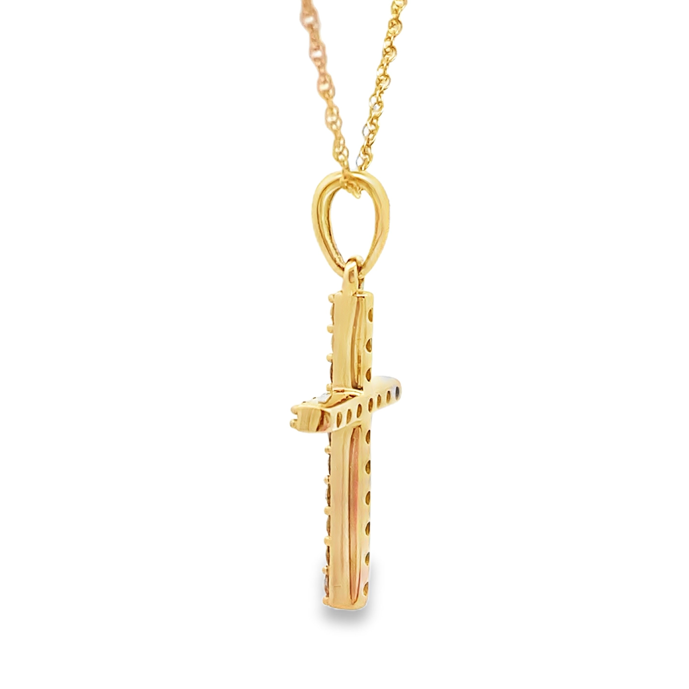 .13ct Diamond Cross Religious Pendant 14KT Yellow Gold on sale at MyriadMart