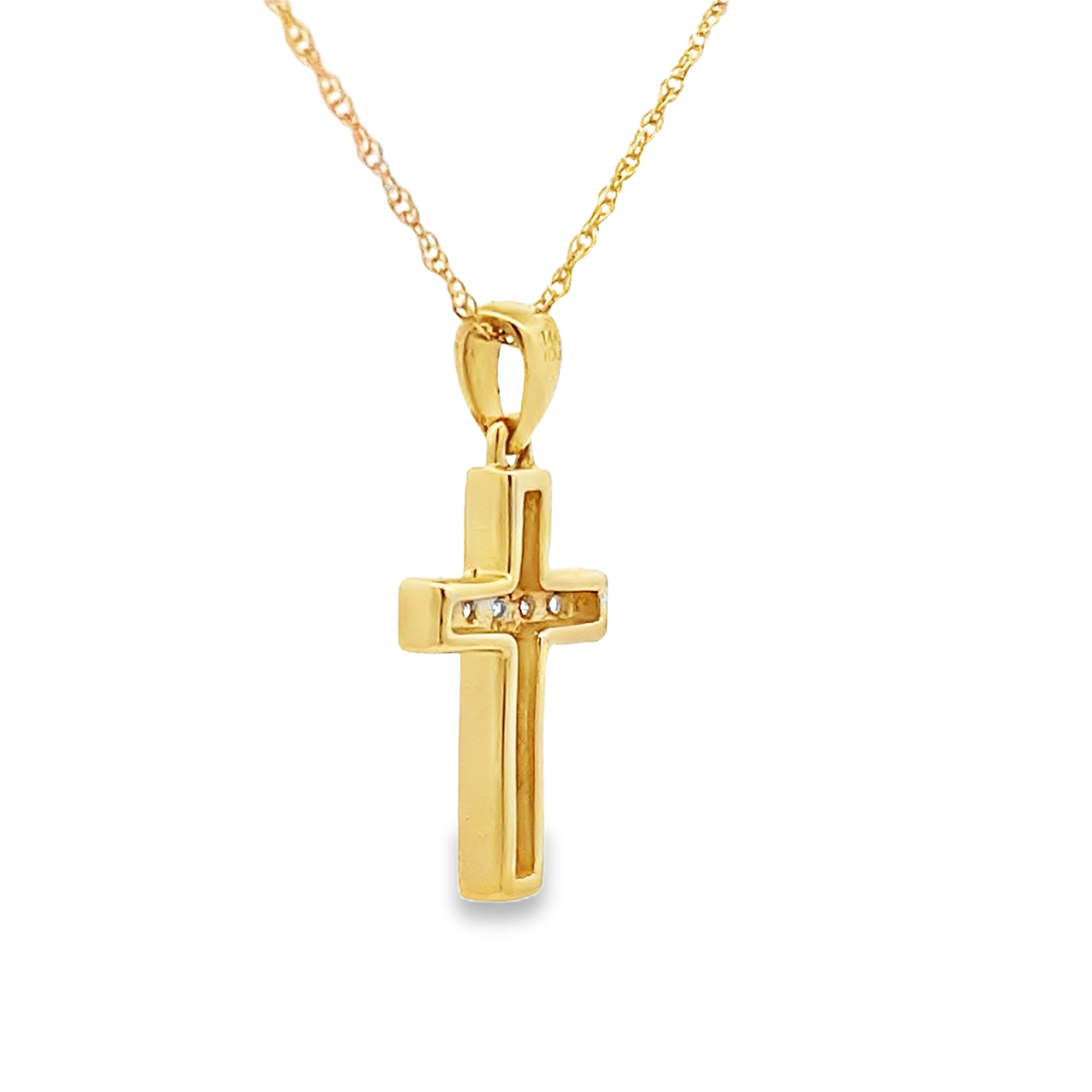 .12ct Diamond Cross Religious Pendant 14KT Yellow Gold on sale at MyriadMart
