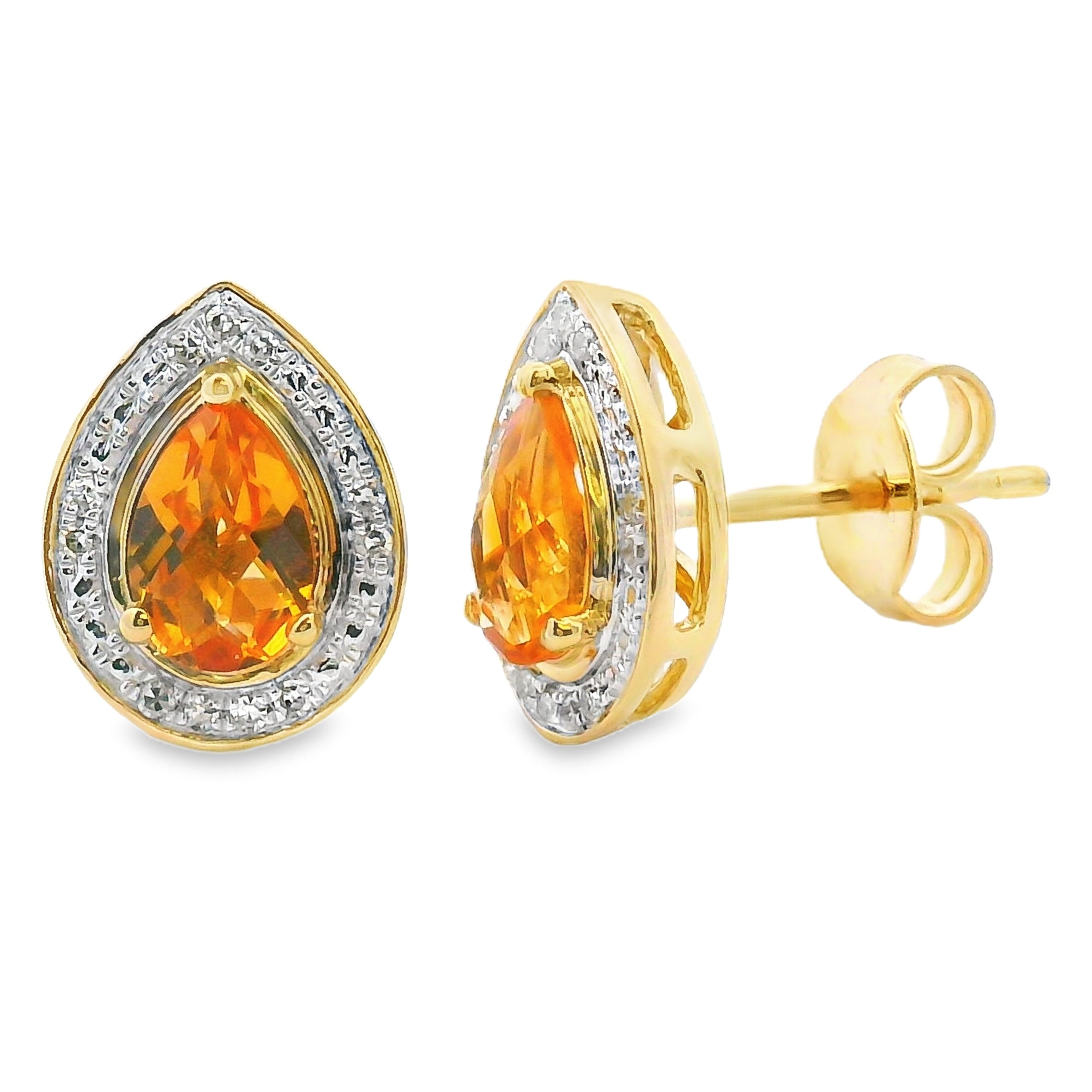 .89ct Citrine Diamond Dangle Earrings 10KT Yellow Gold on sale at MyriadMart