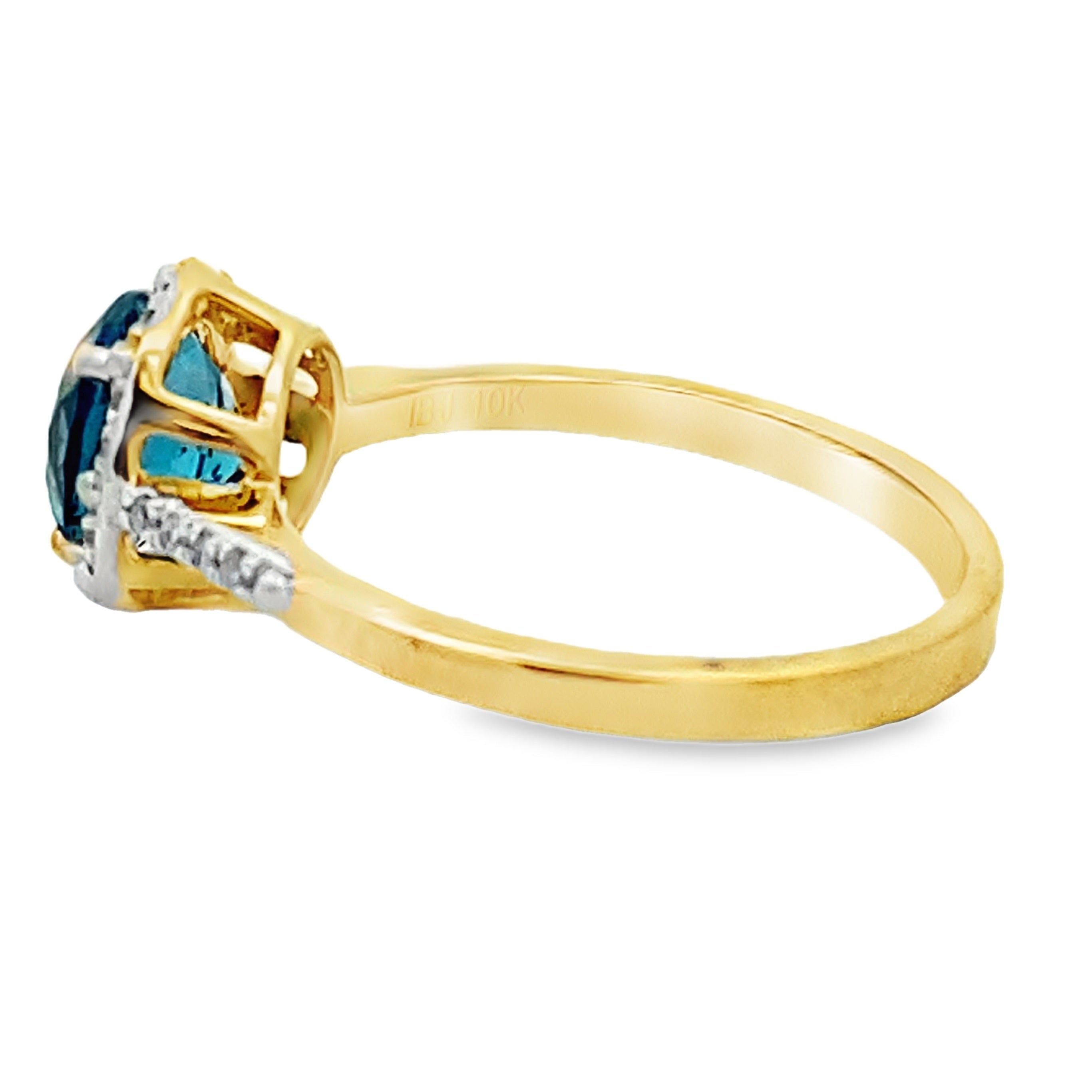 1.35ct London Blue Topaz Diamond Ring 10KT Yellow Gold on sale at MyriadMart