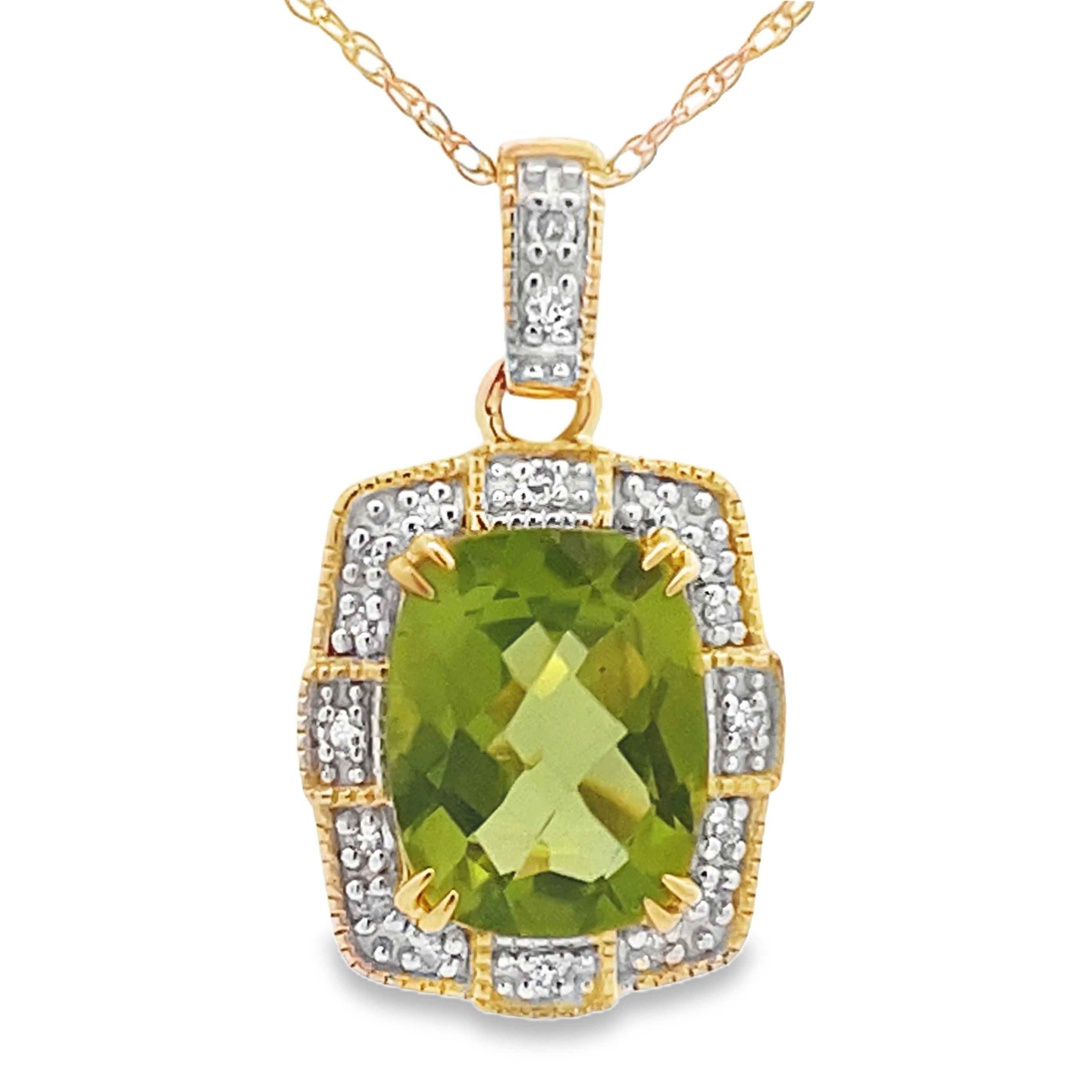 Peridot Diamond Fashion Pendants 10KT Yellow Gold on sale at MyriadMart