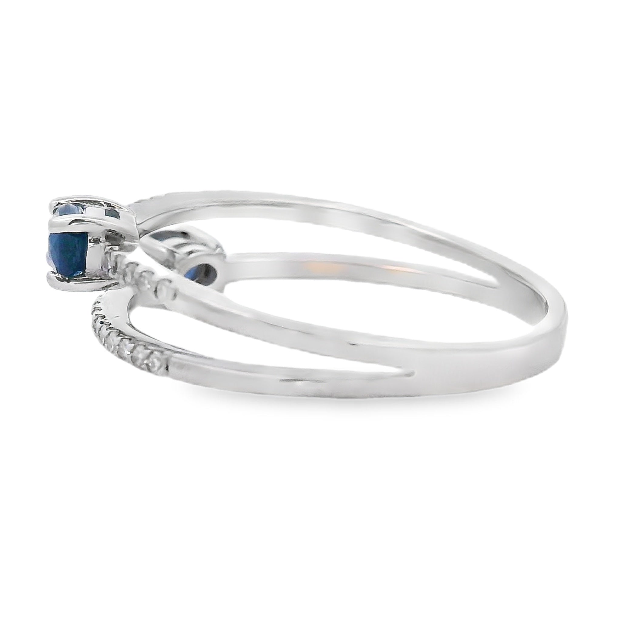 Natural .61ct Sapphire Diamond Ring 14KT White Gold on sale at MyriadMart