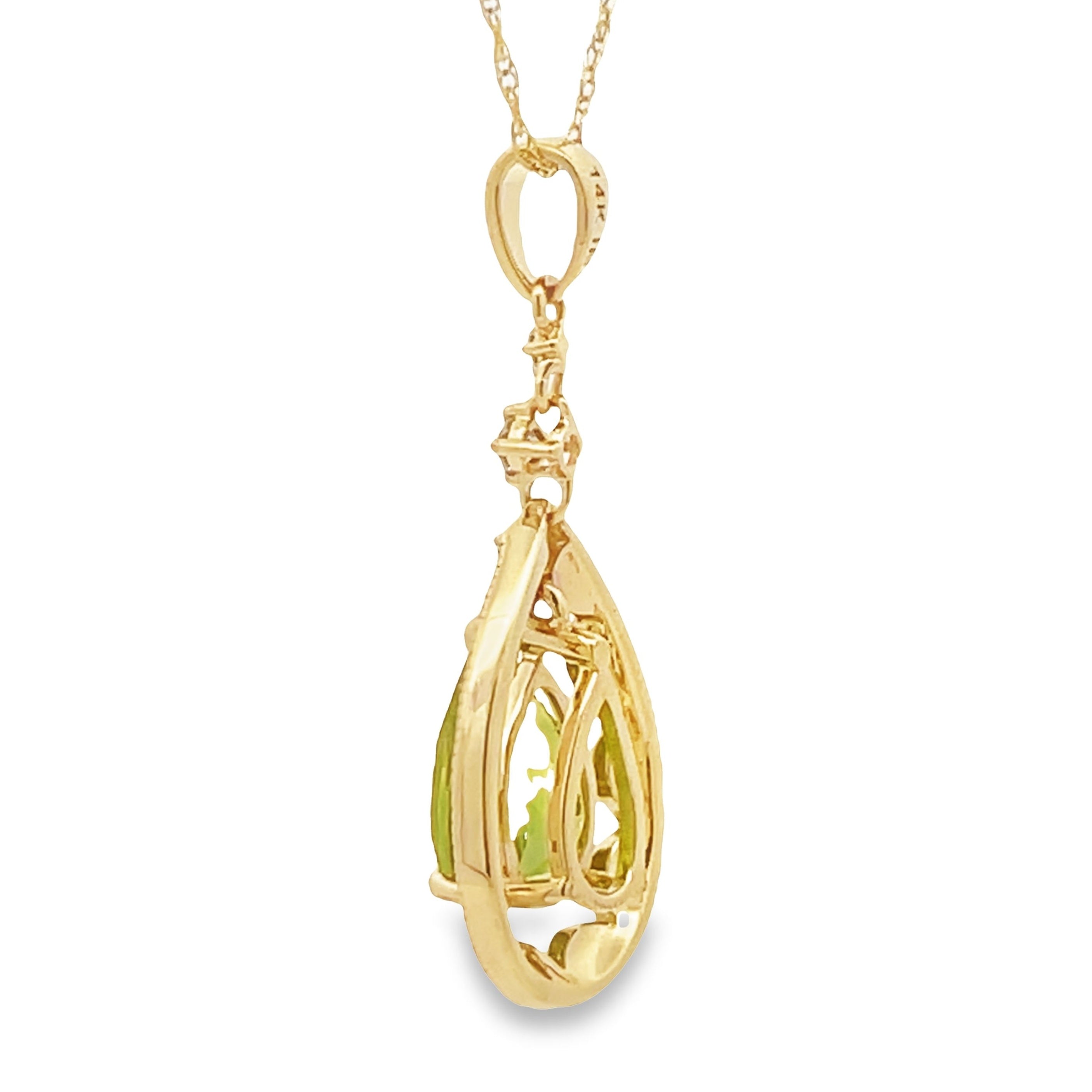 Peridot Diamond Fashion Pendants 14KT Yellow Gold on sale at MyriadMart