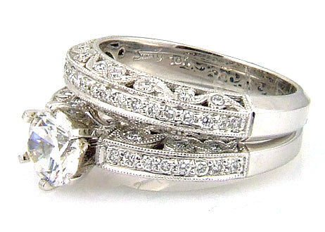 .54ct Antique Style Engagement Ring Set 18KT White Gold on sale at MyriadMart
