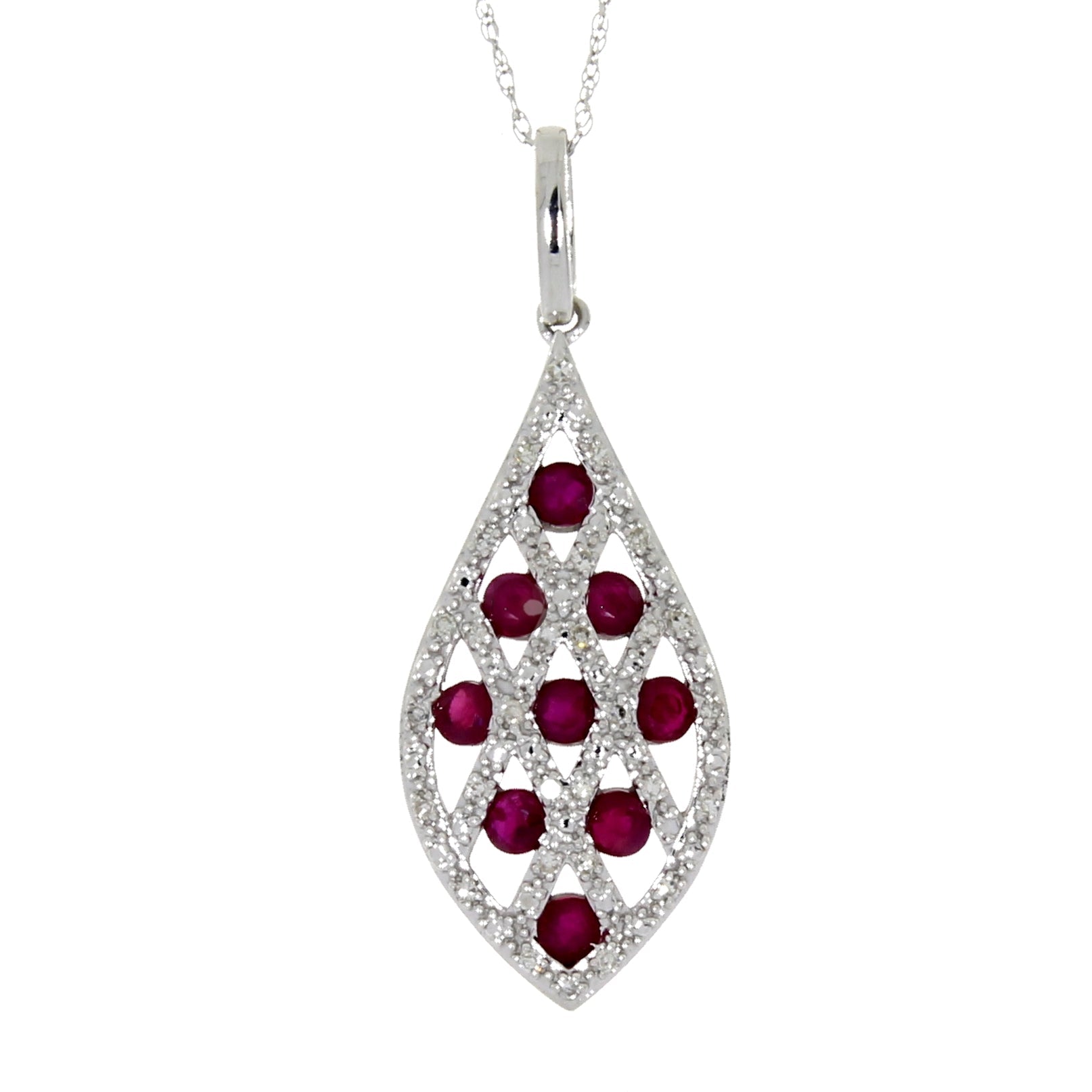 .58ct Ruby Diamond Fashion Pendants 14KT White Gold on sale at MyriadMart