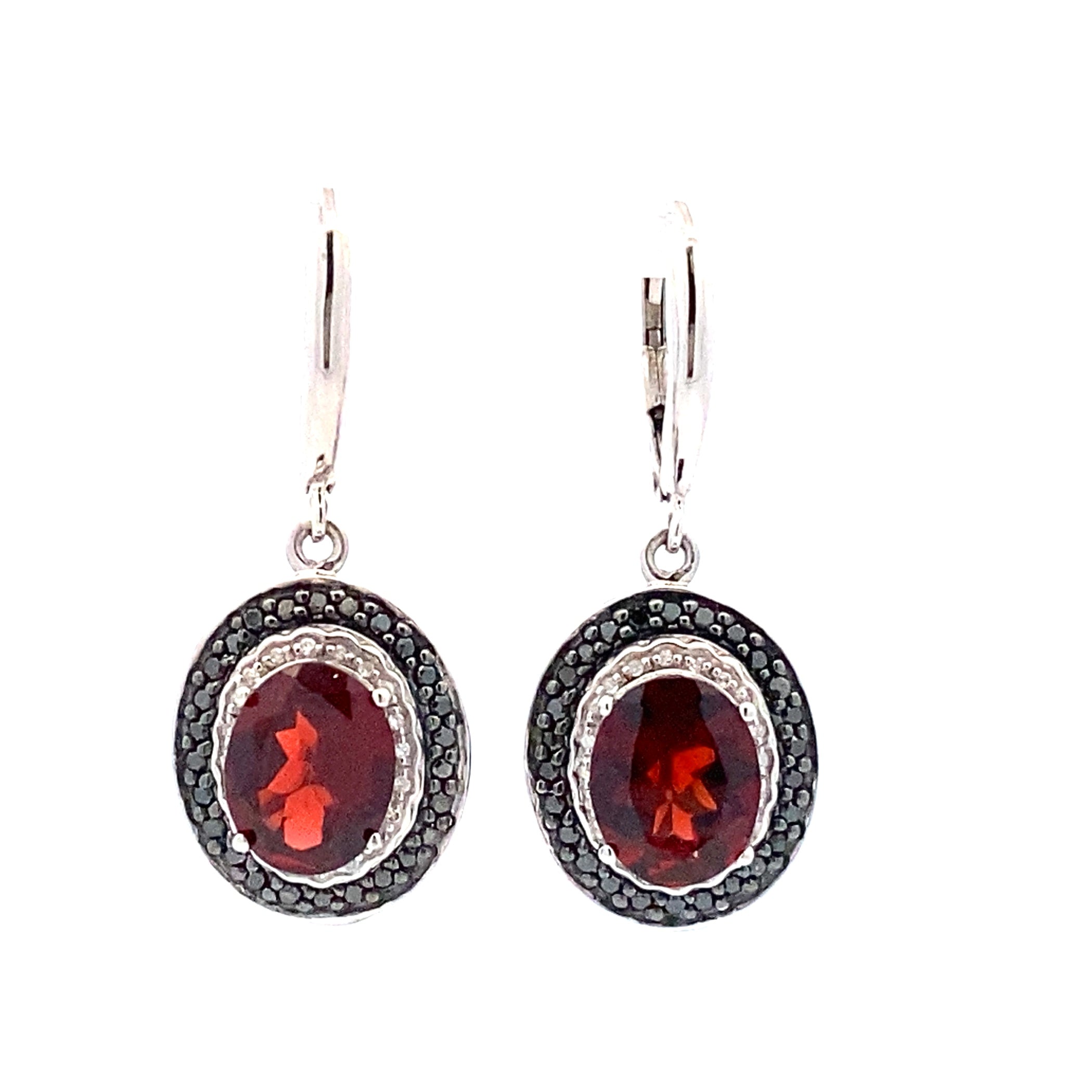 .38ct Garnet Diamond Dangle Earrings Sterling Silver on sale at MyriadMart