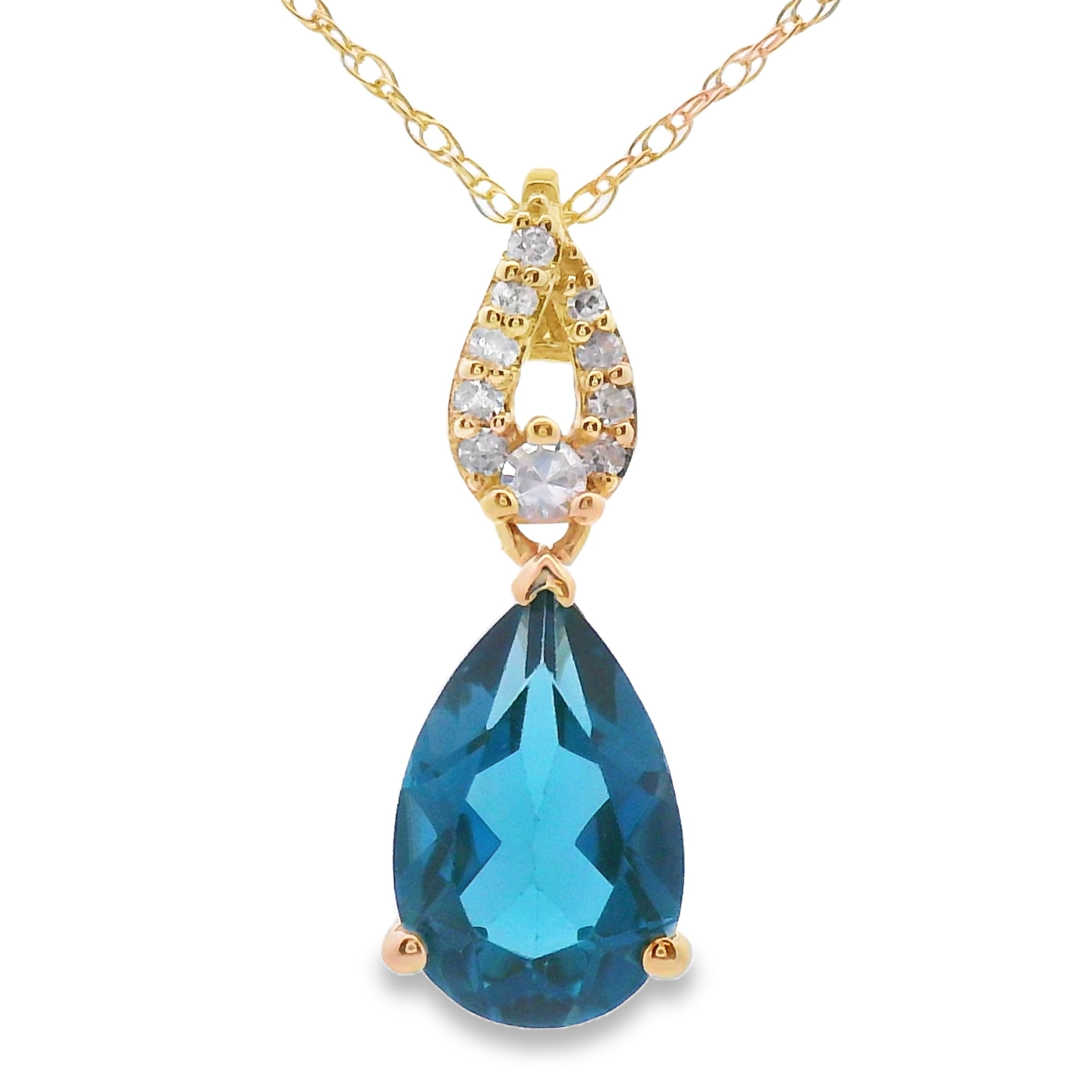 London Blue Topaz Fashion Pendants 10KT Yellow Gold on sale at MyriadMart