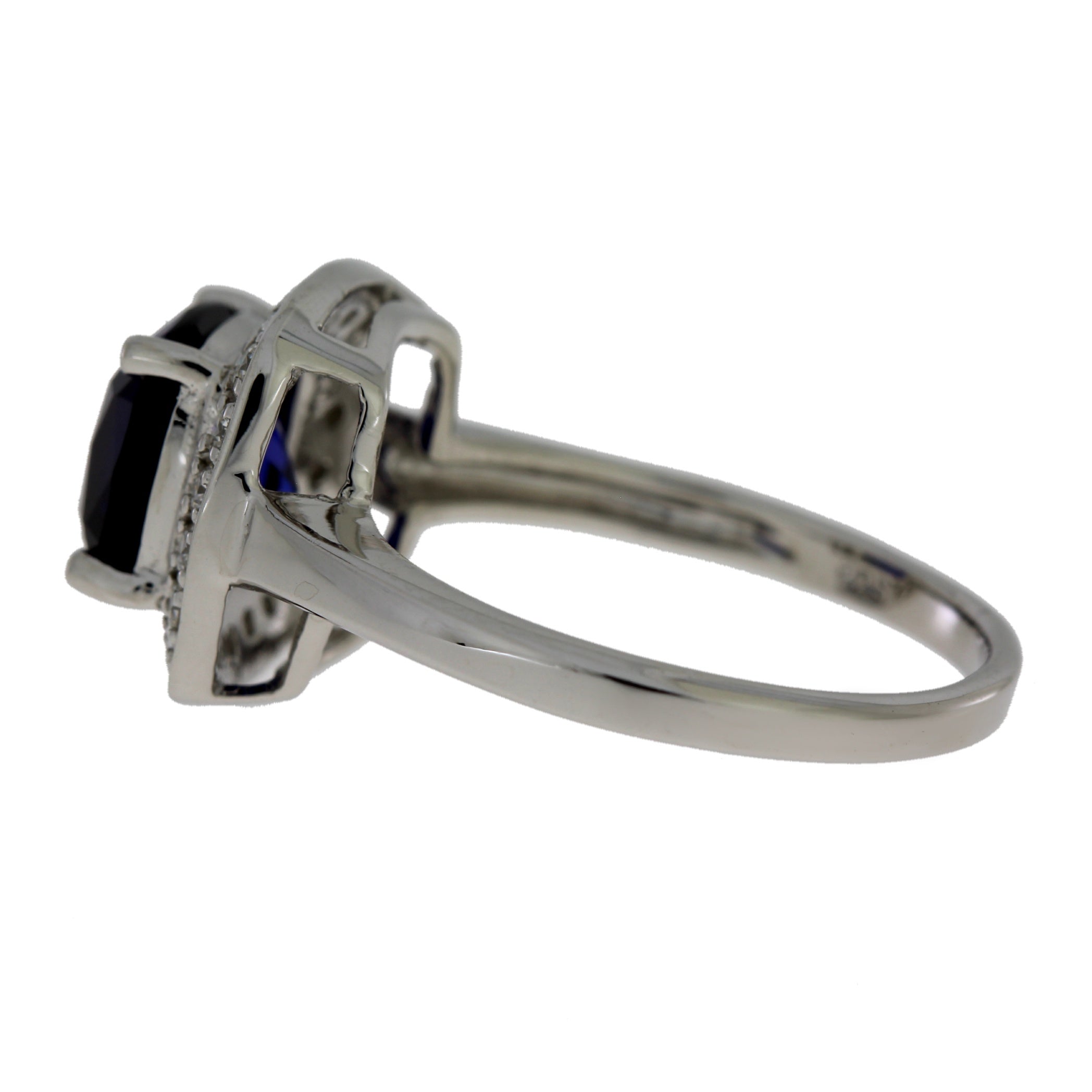 Created Sapphire Moissanite Ring Sterling Silver on sale at MyriadMart