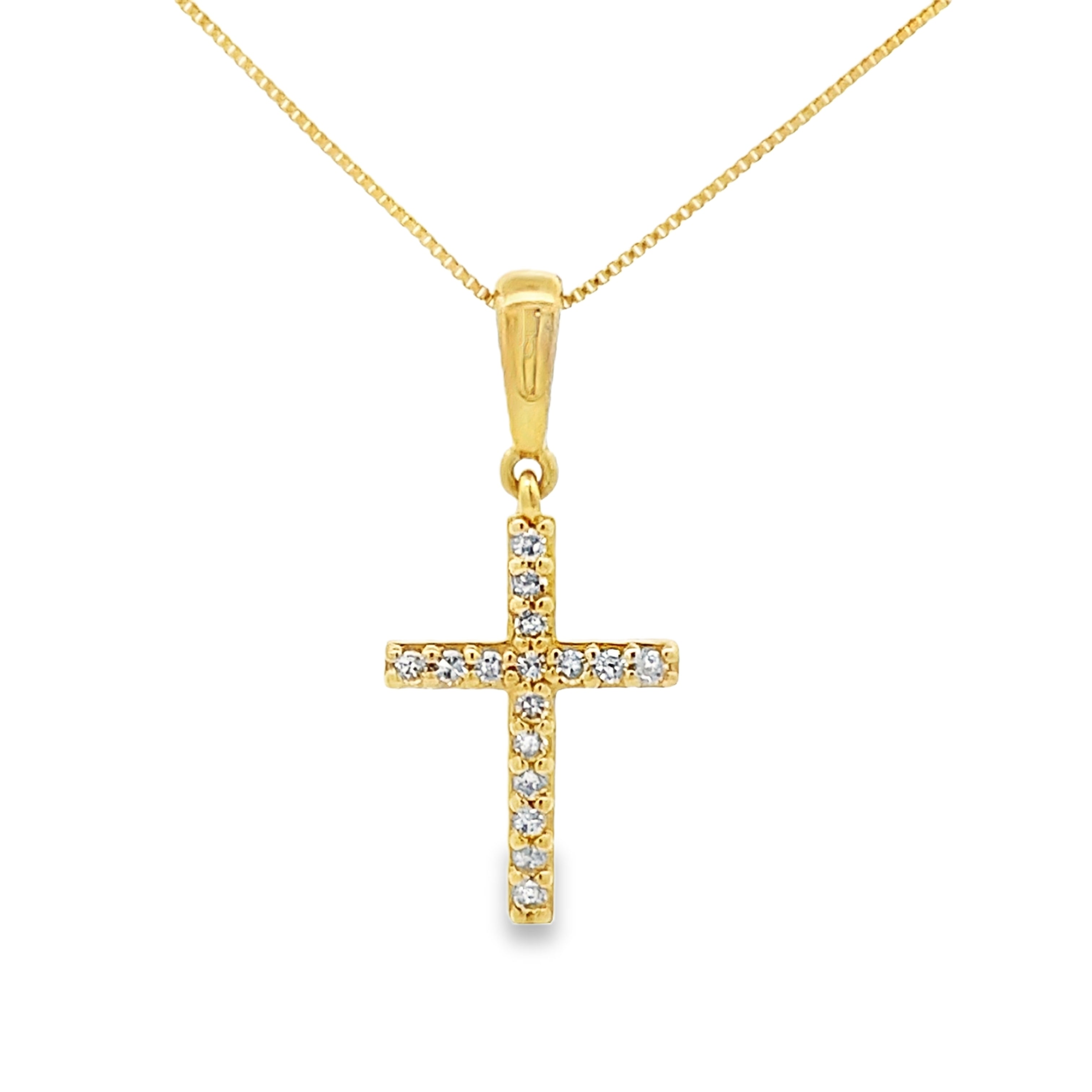 .08ct Diamond Cross Religious Pendant 10KT Yellow Gold on sale at MyriadMart