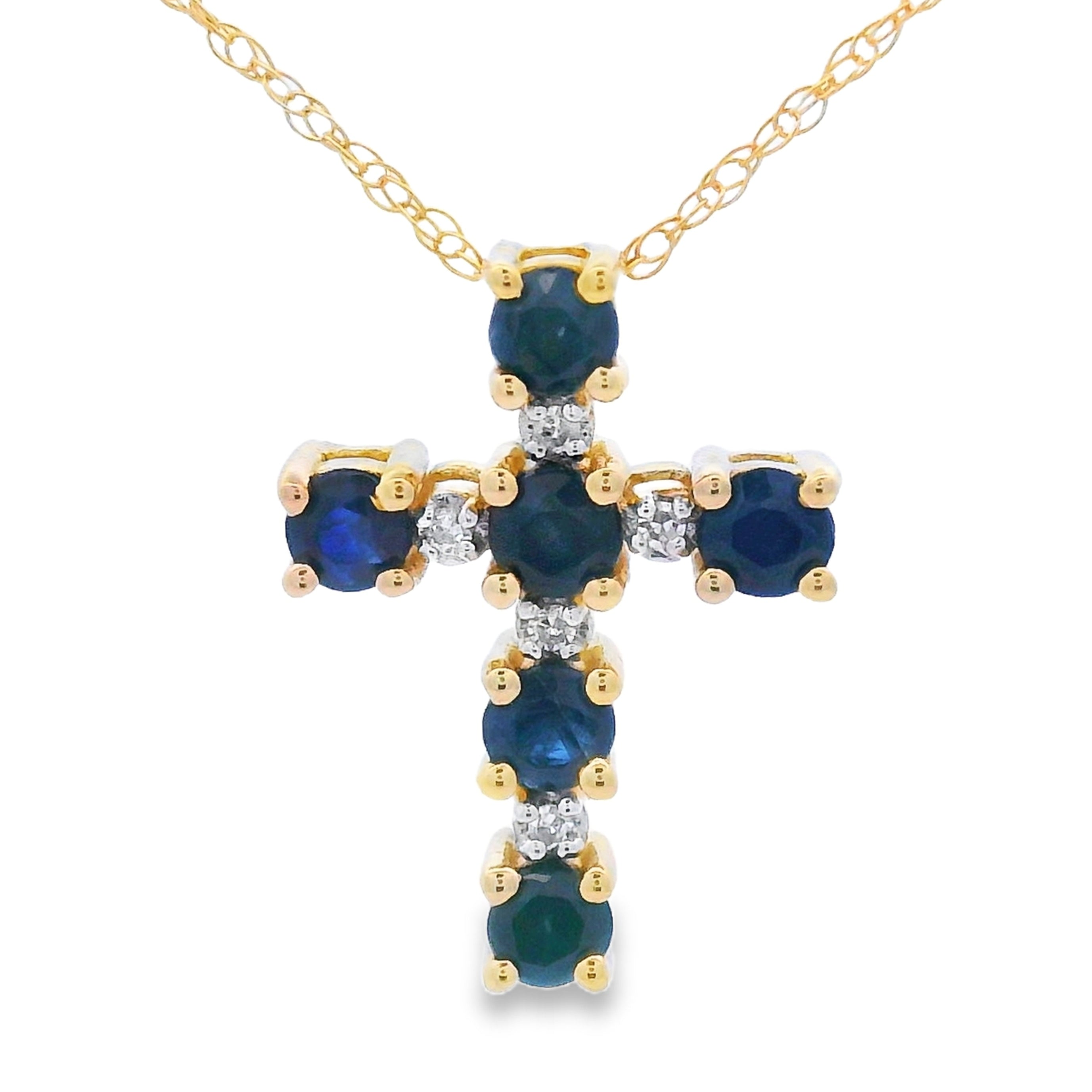.32ct Sapphire Cross Religious Pendant 10KT Yellow Gold on sale at MyriadMart