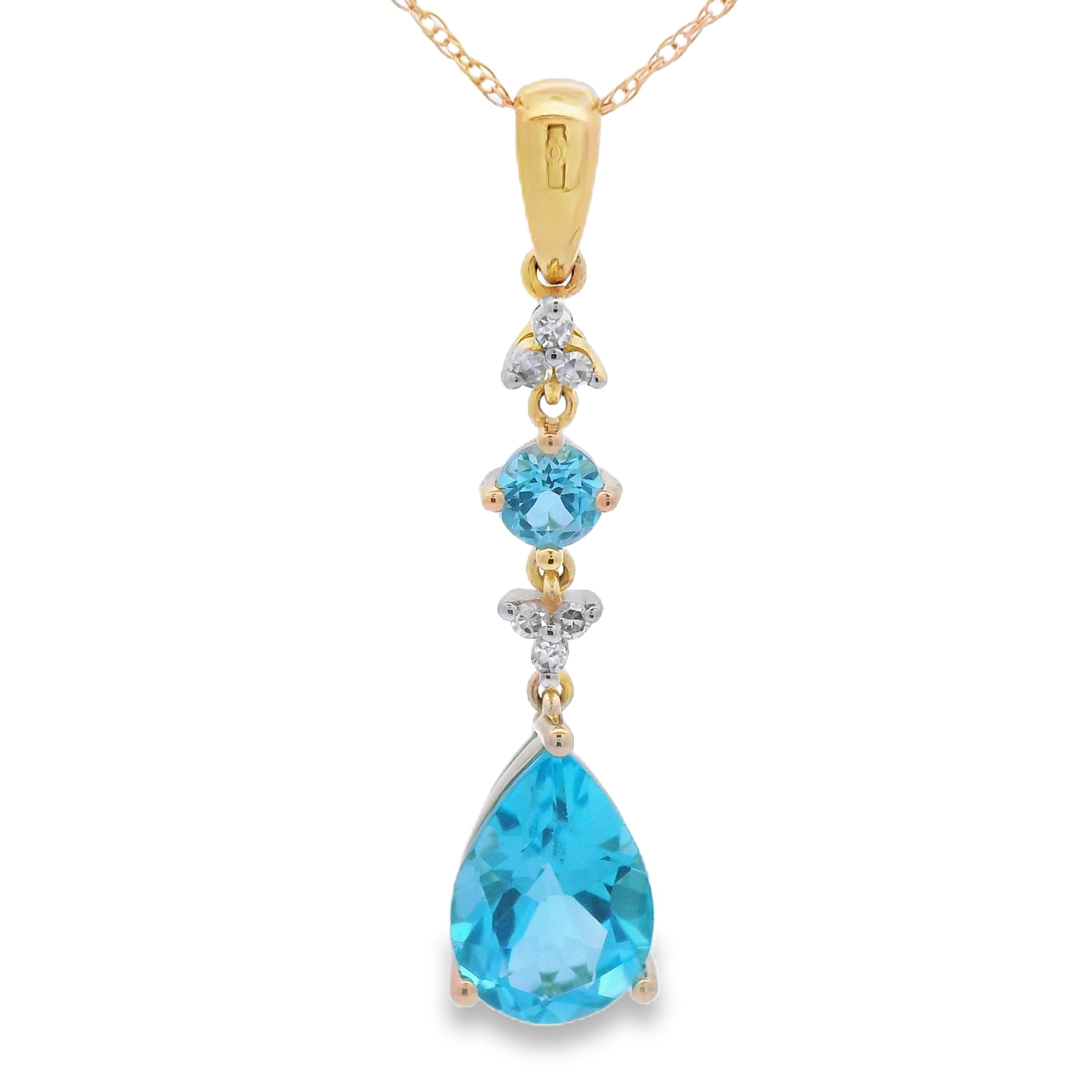 Blue Topaz Diamond Fashion Pendants 10KT Yellow Gold on sale at MyriadMart