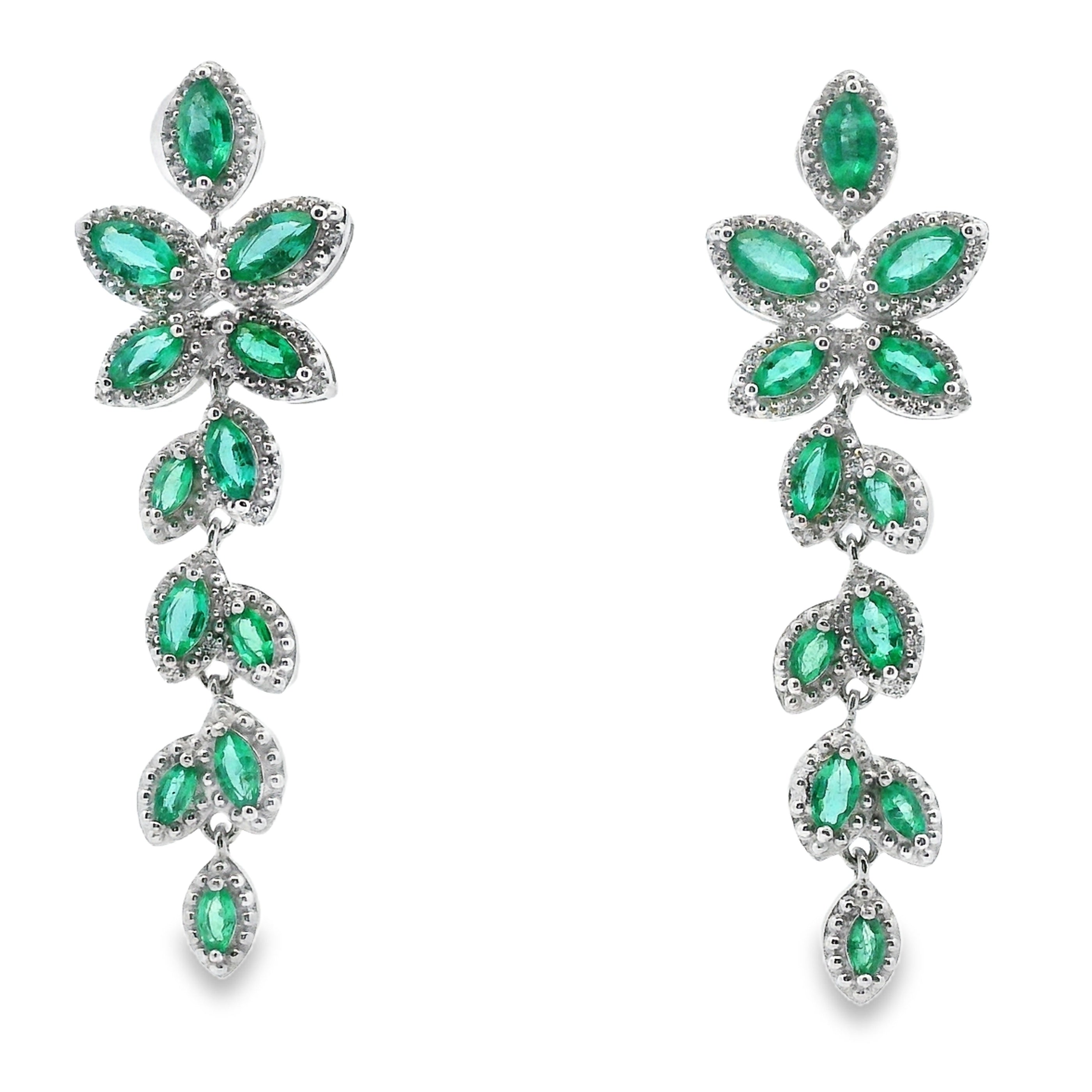 2.02ct Emerald Zircon Dangle Earrings Sterling Silver on sale at MyriadMart
