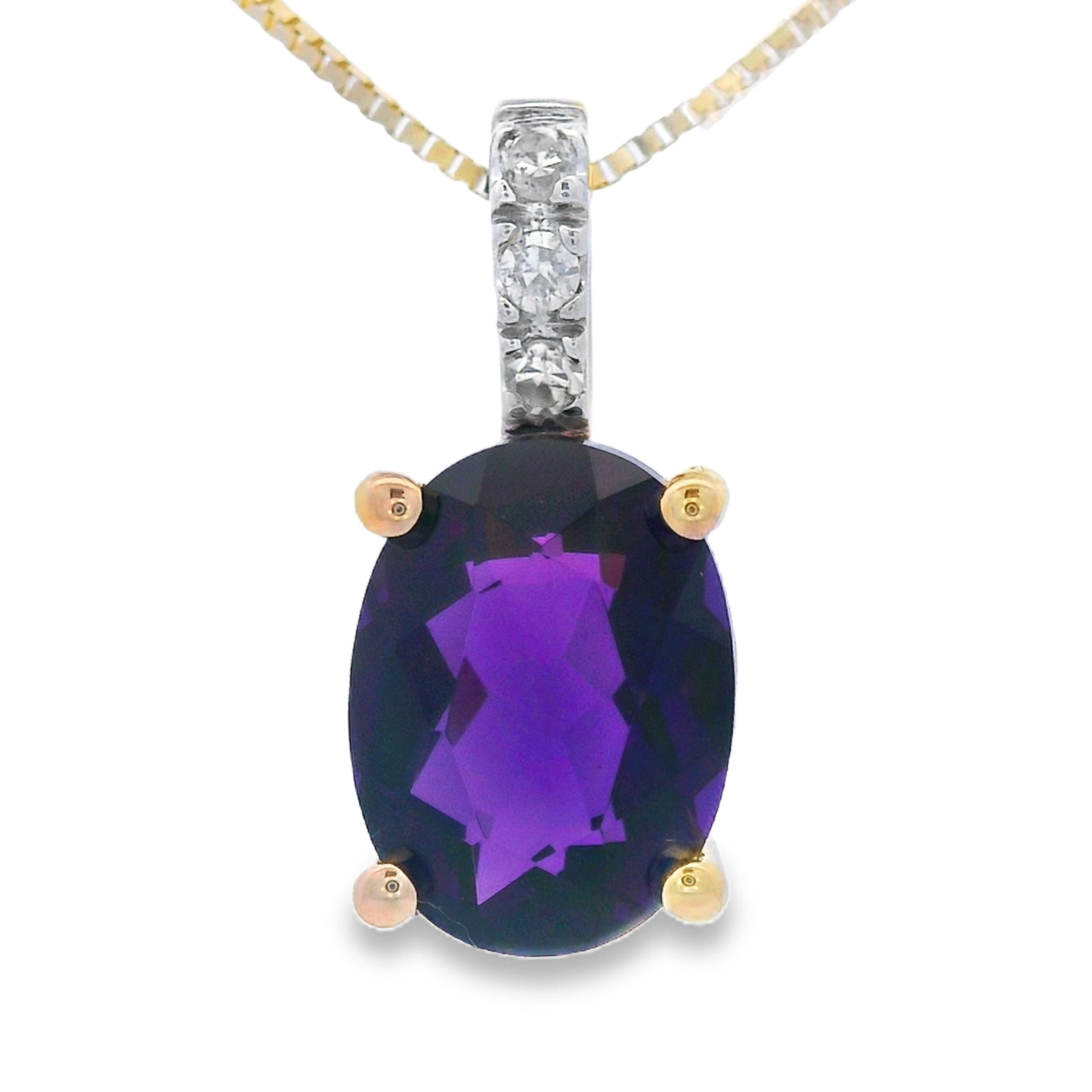 Amethyst Diamond Fashion Pendants 10KT Yellow Gold on sale at MyriadMart