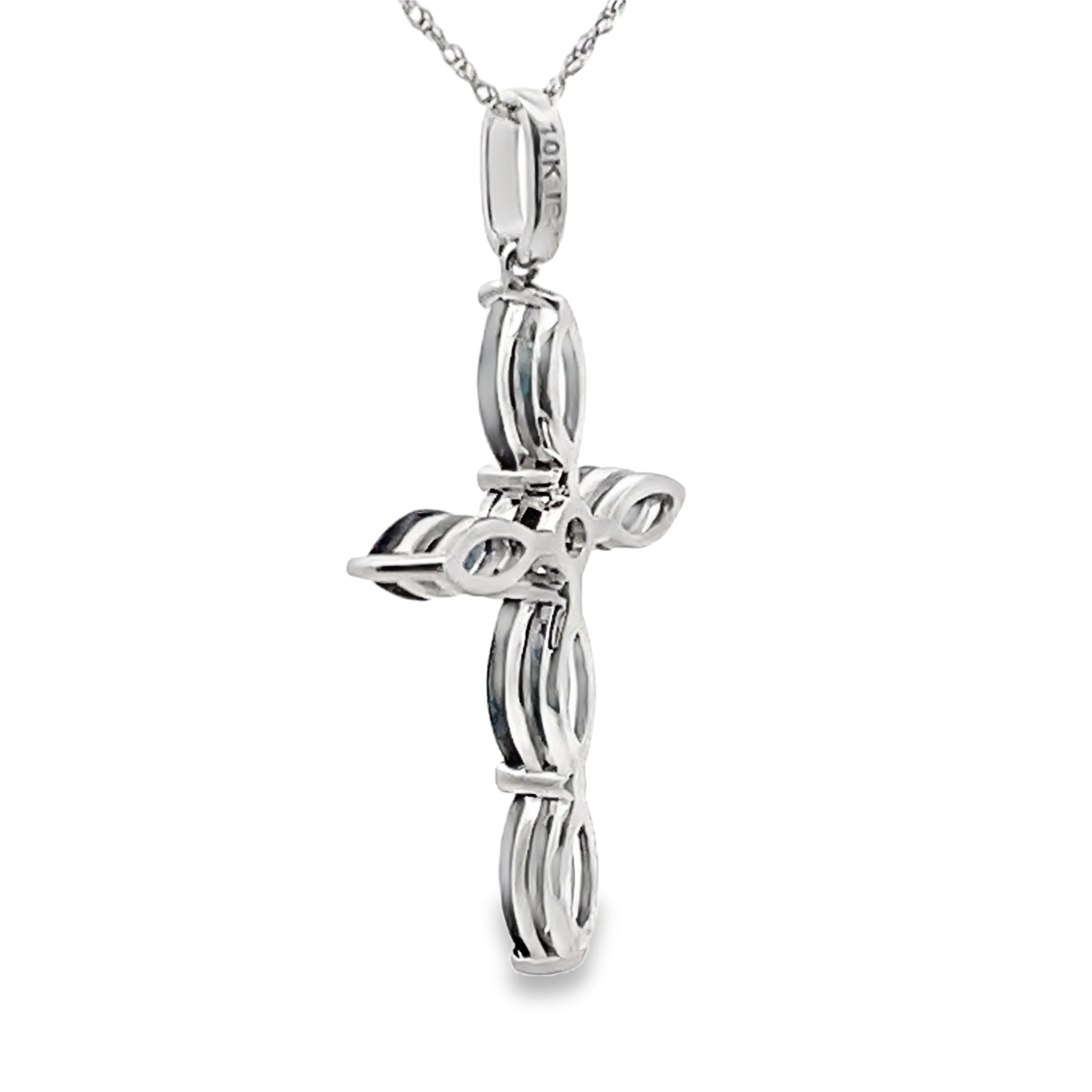 1.73ct Sapphire Cross Religious Pendant 10KT White Gold on sale at MyriadMart