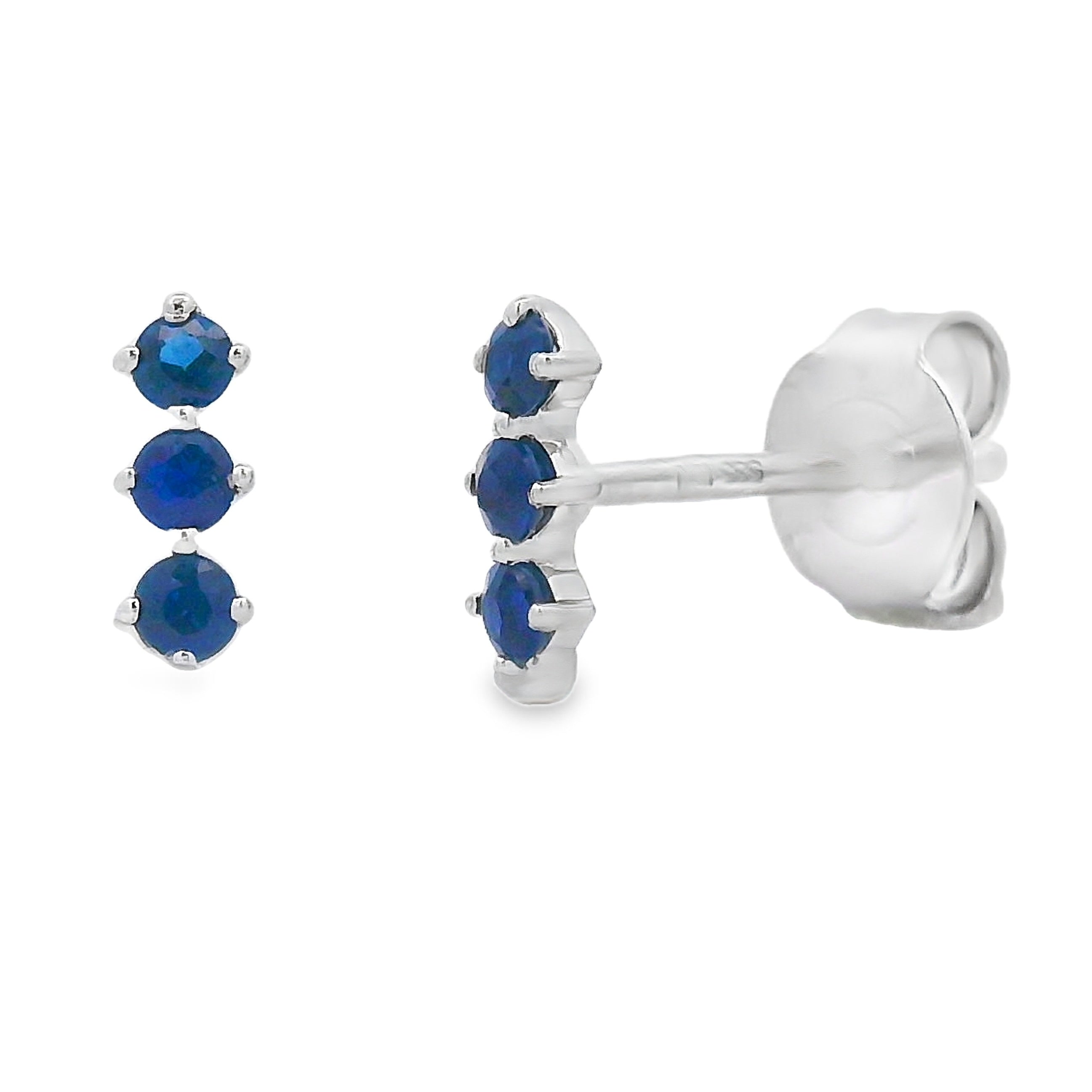 Natural .21ct Sapphire Earrings 14KT White Gold on sale at MyriadMart