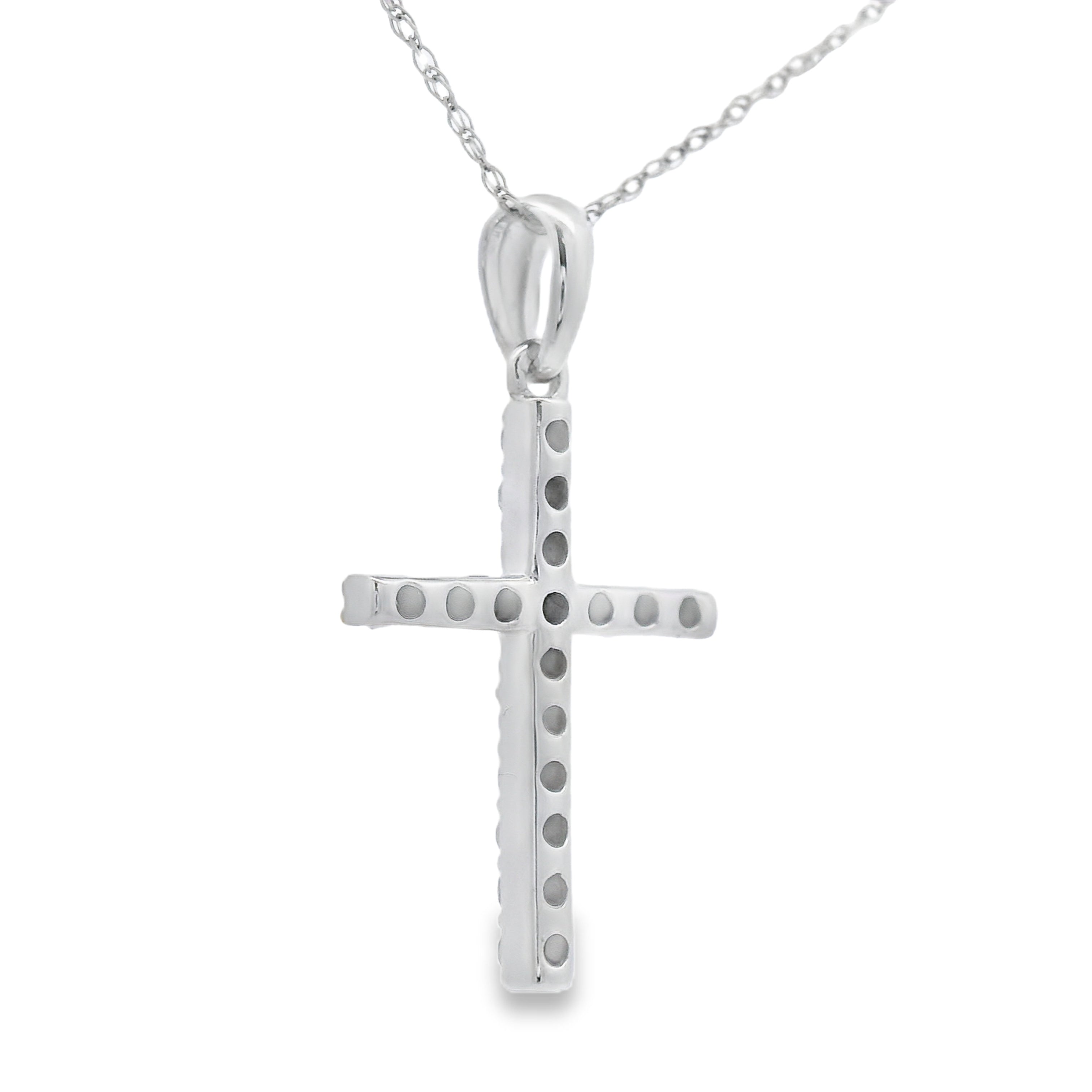 .25ct Diamond Cross Religious Pendant 14KT White Gold on sale at MyriadMart