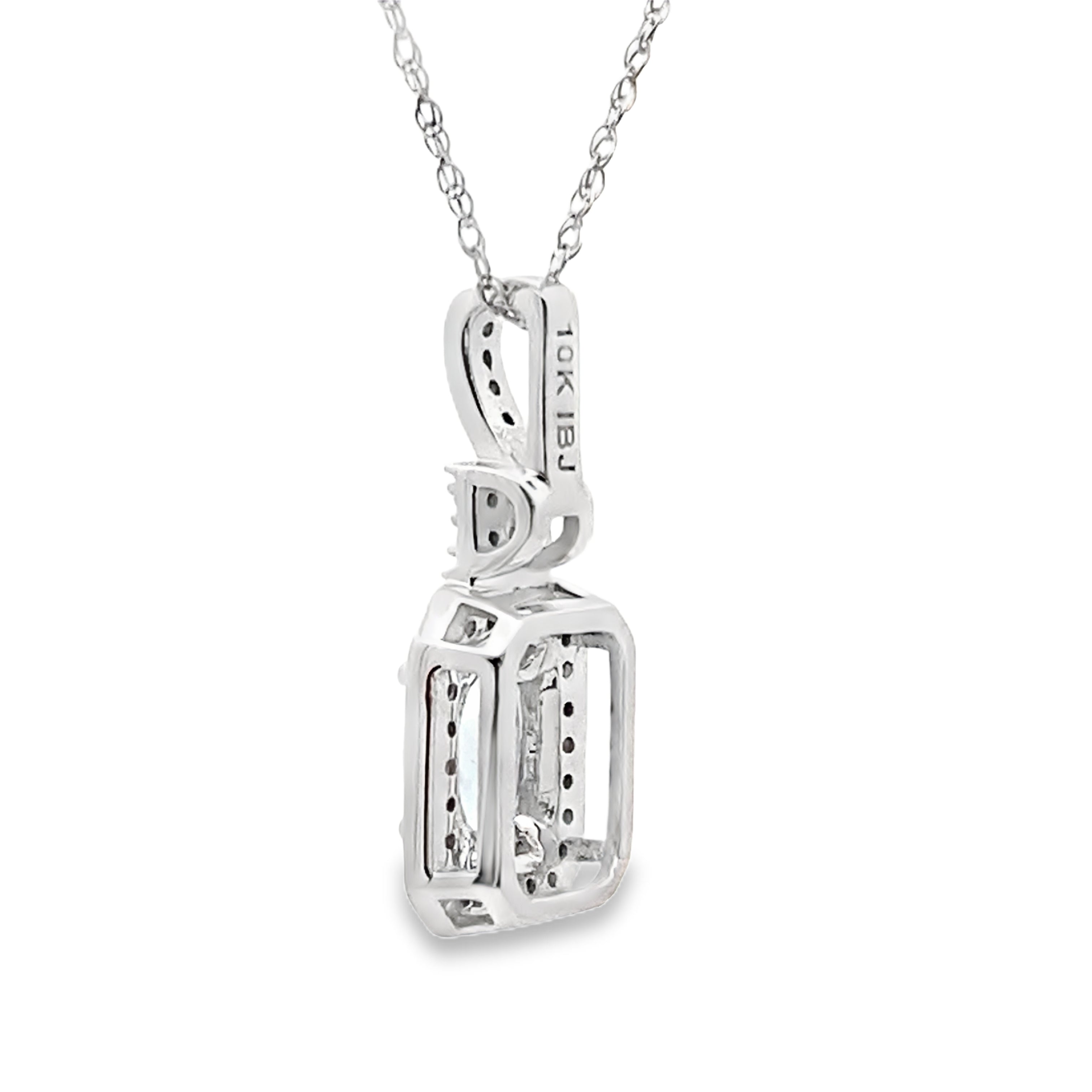 Aquamarine Diamond Fashion Pendants 10KT White Gold on sale at MyriadMart