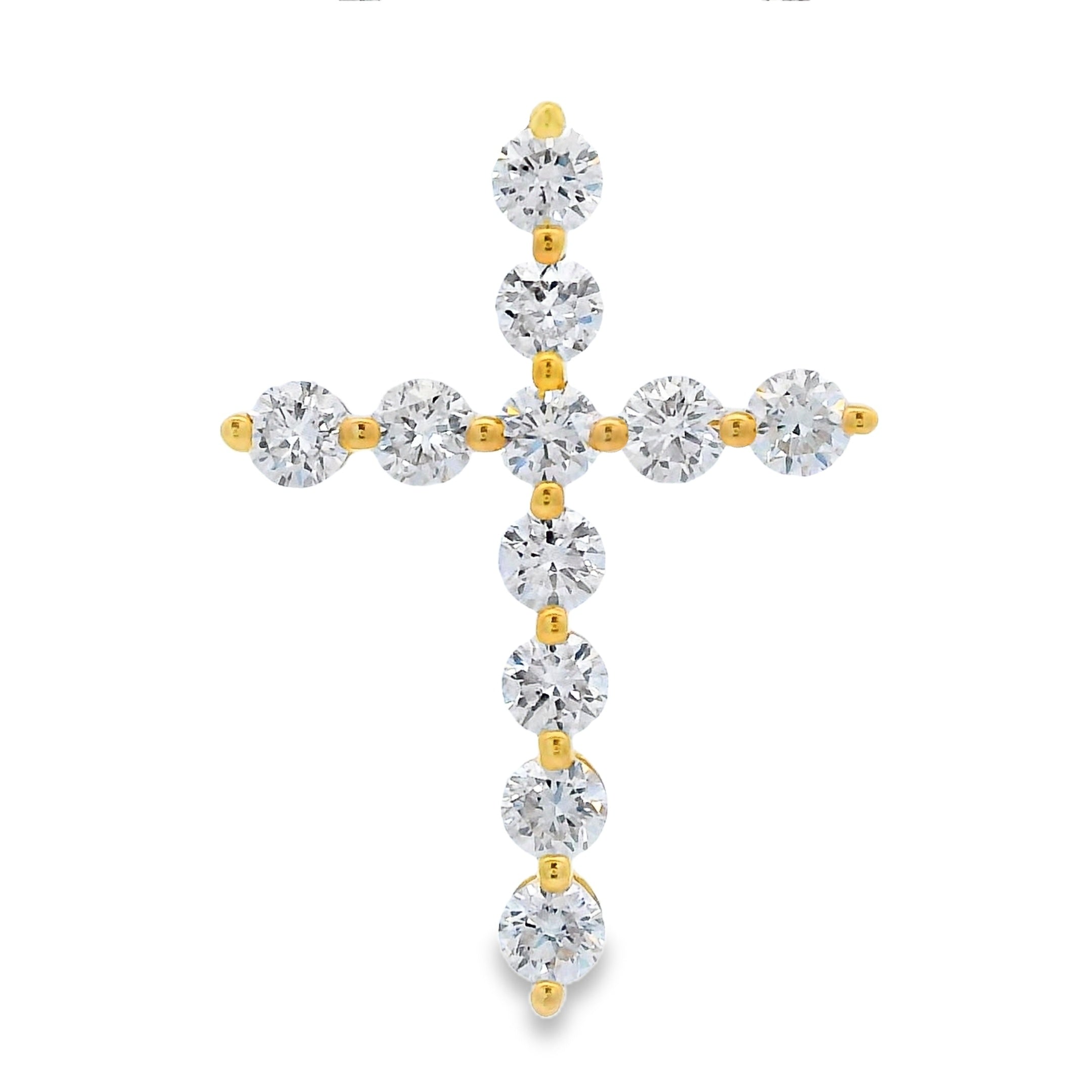 Natural .83ct Cross Religious Pendant 14KT Yellow Gold on sale at MyriadMart