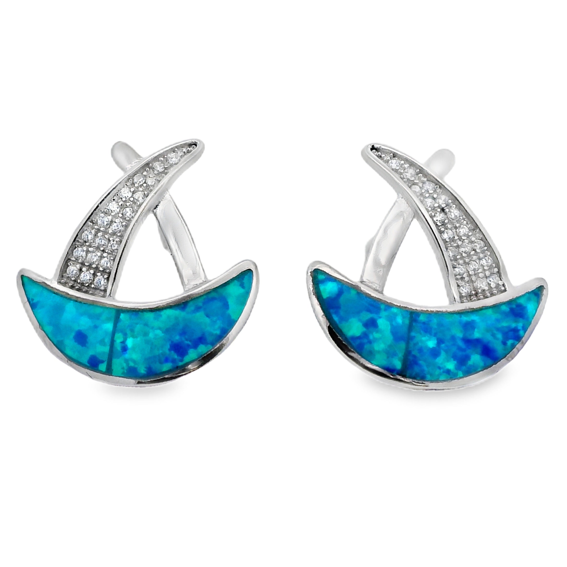 Created Opal Dangle Earrings Sterling Silver on sale at MyriadMart