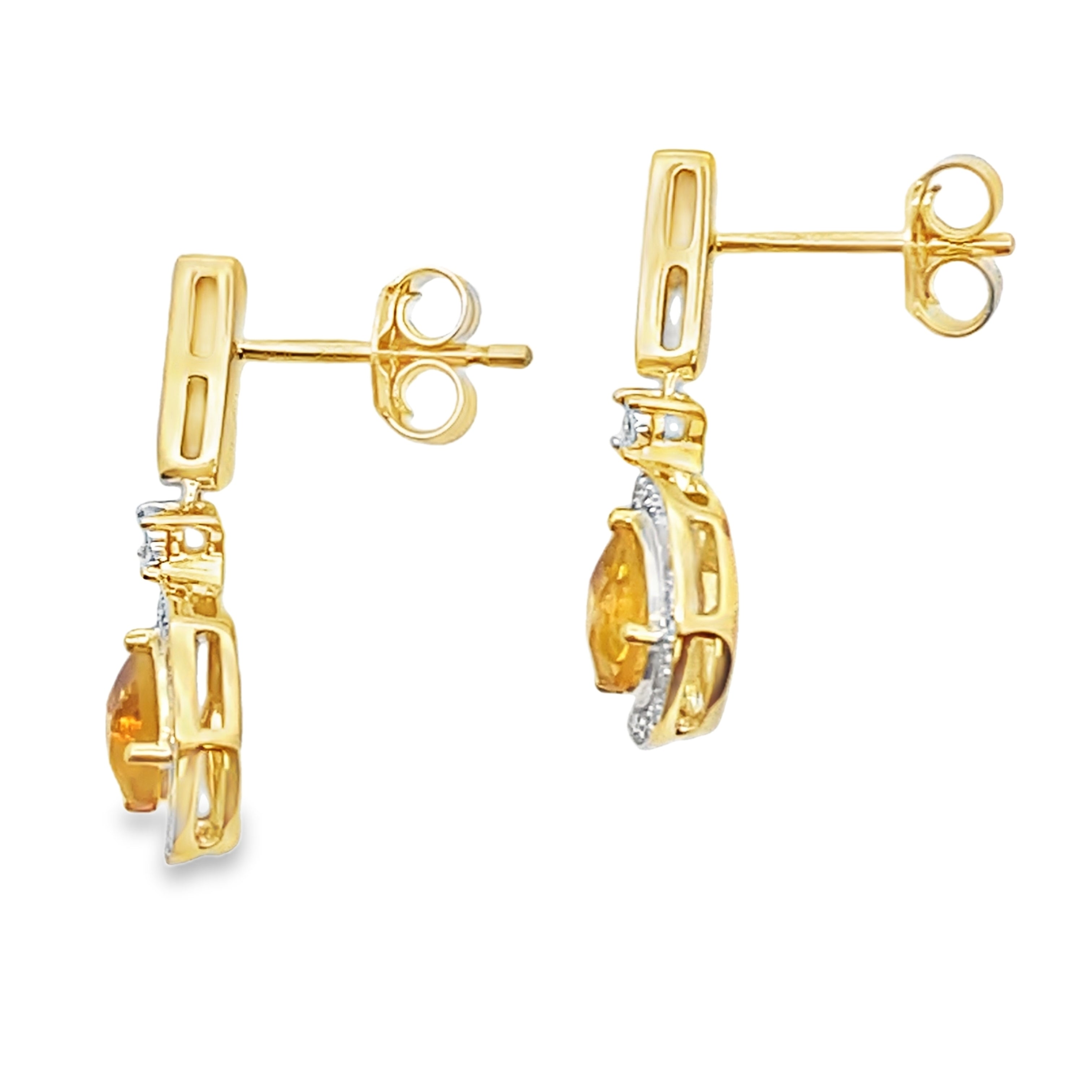 .89ct Citrine Diamond Dangle Earrings 10KT Yellow Gold on sale at MyriadMart