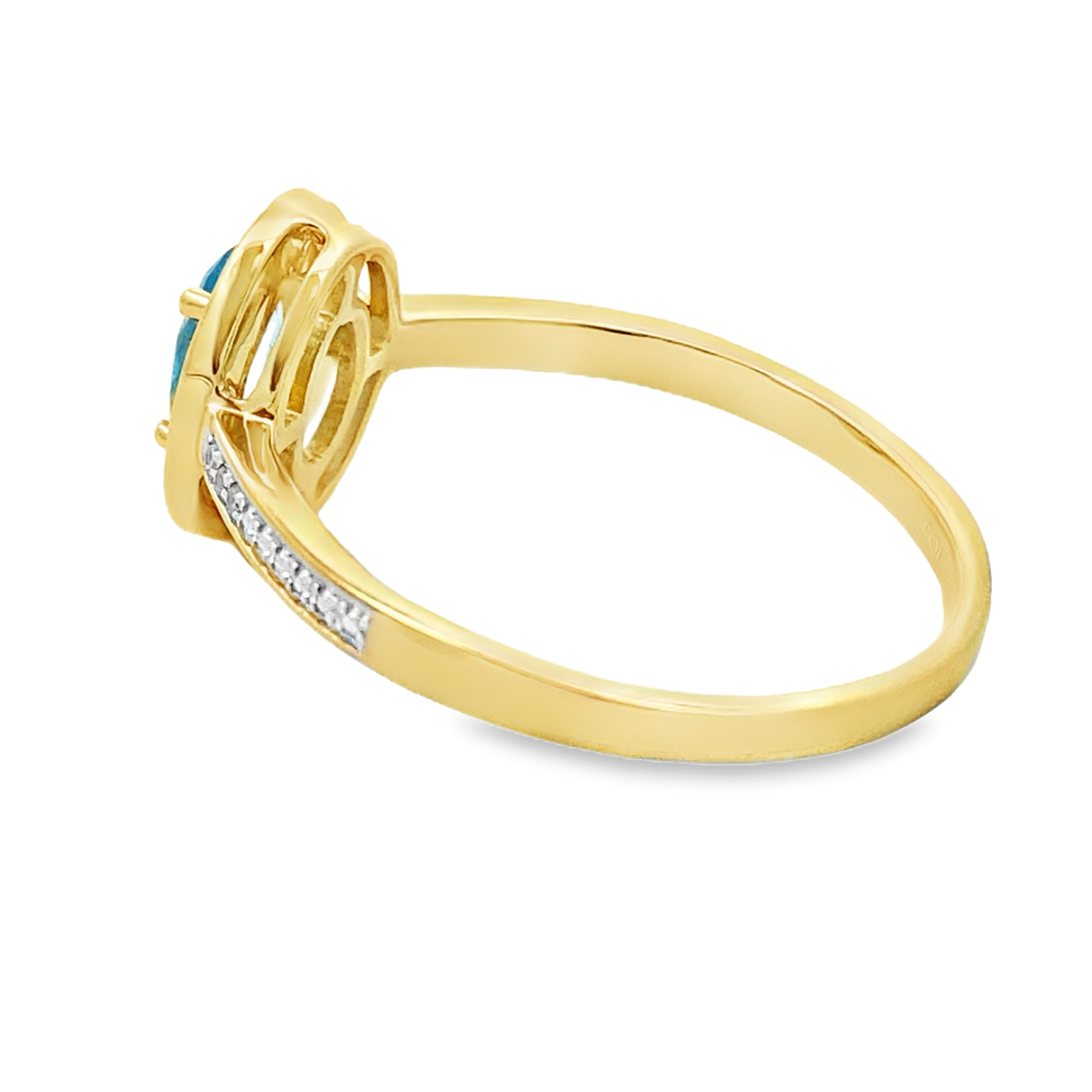 .49ct Blue Topaz Diamond Ring 10KT Yellow Gold on sale at MyriadMart