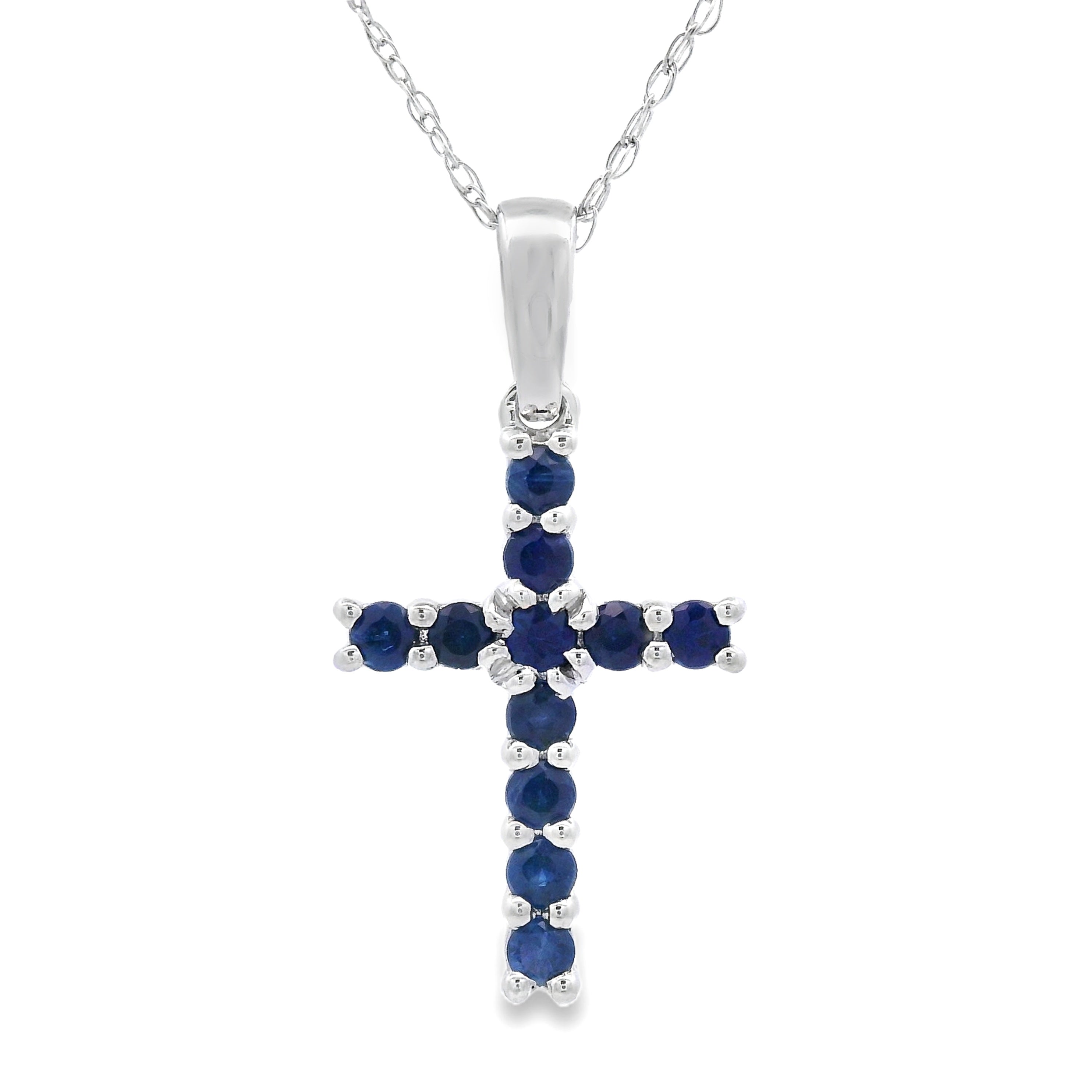 .29ct Sapphire Cross Religious Pendant 14KT White Gold on sale at MyriadMart