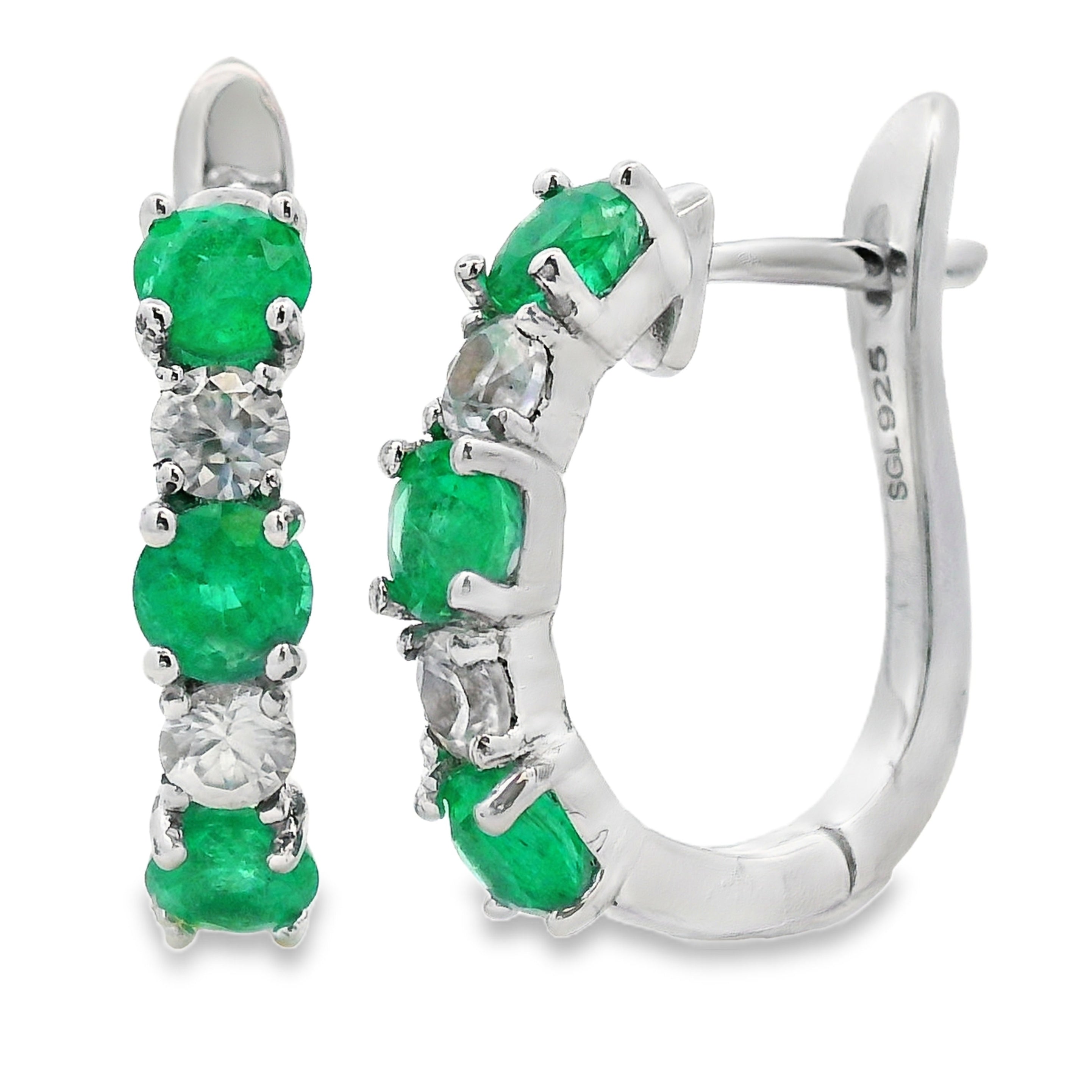2.12ct Emerald Zircon Dangle Earrings Sterling Silver on sale at MyriadMart