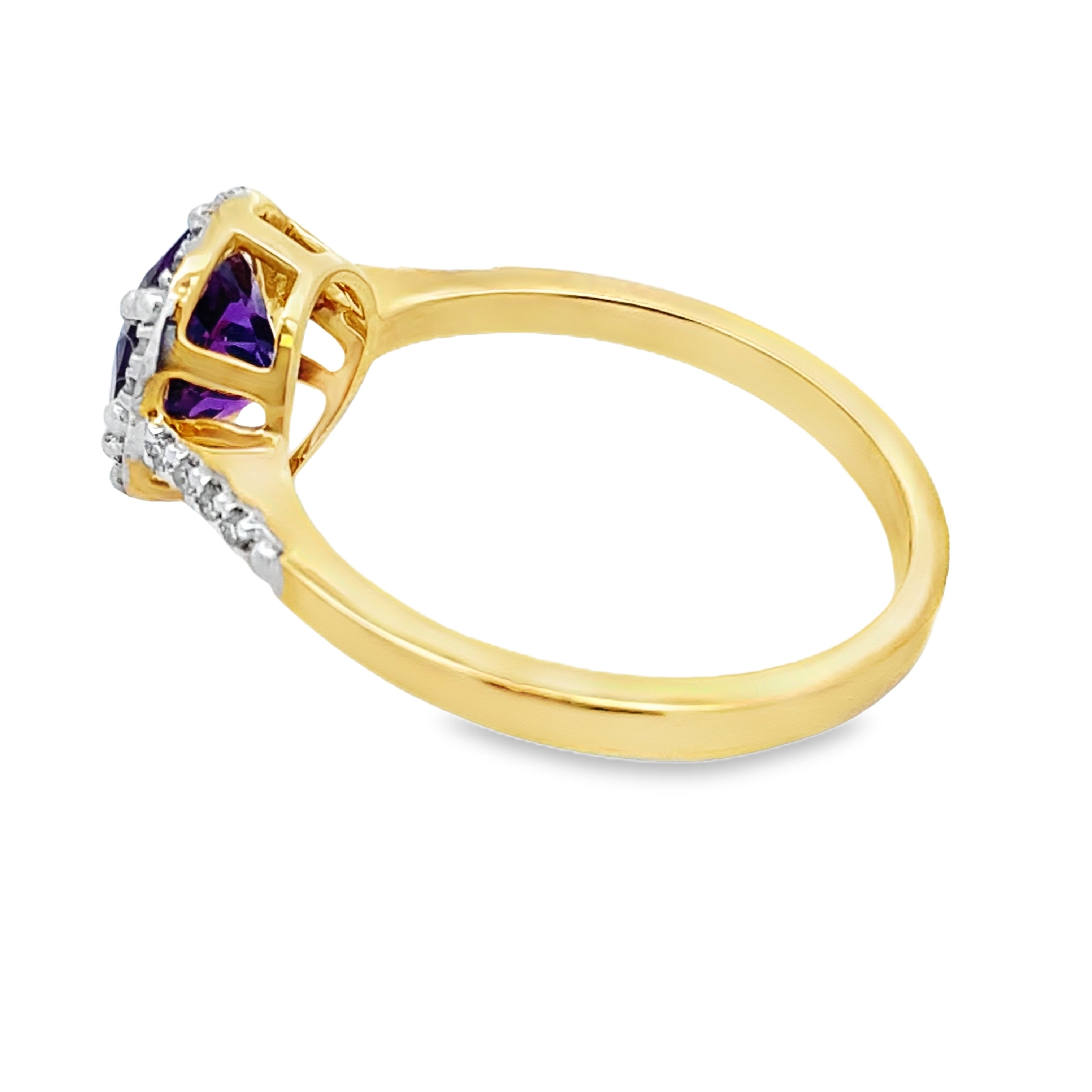 Natural 1.35ct Amethyst Diamond Ring 10KT Yellow Gold on sale at MyriadMart