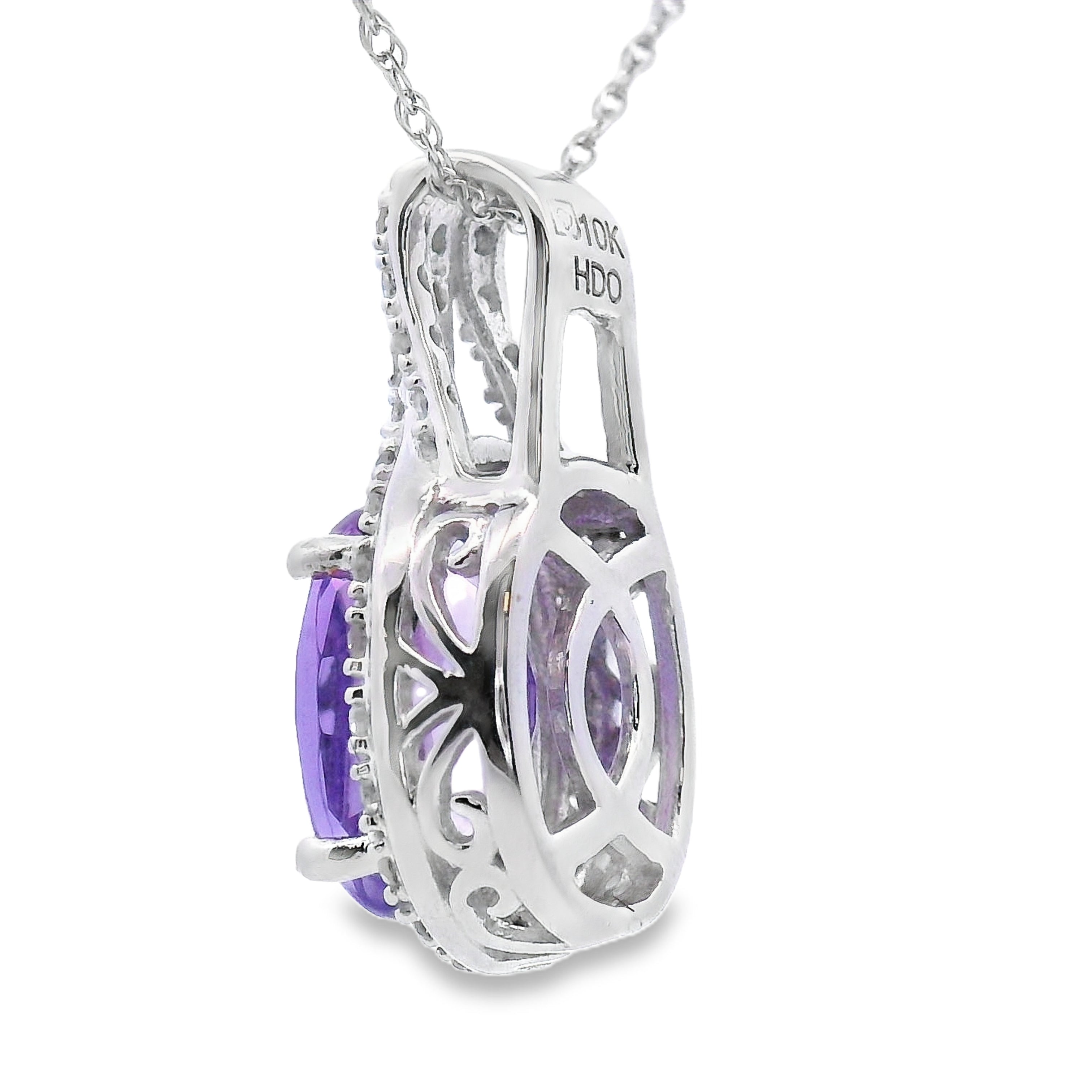 Amethyst Diamond Fashion Pendants 10KT White Gold on sale at MyriadMart
