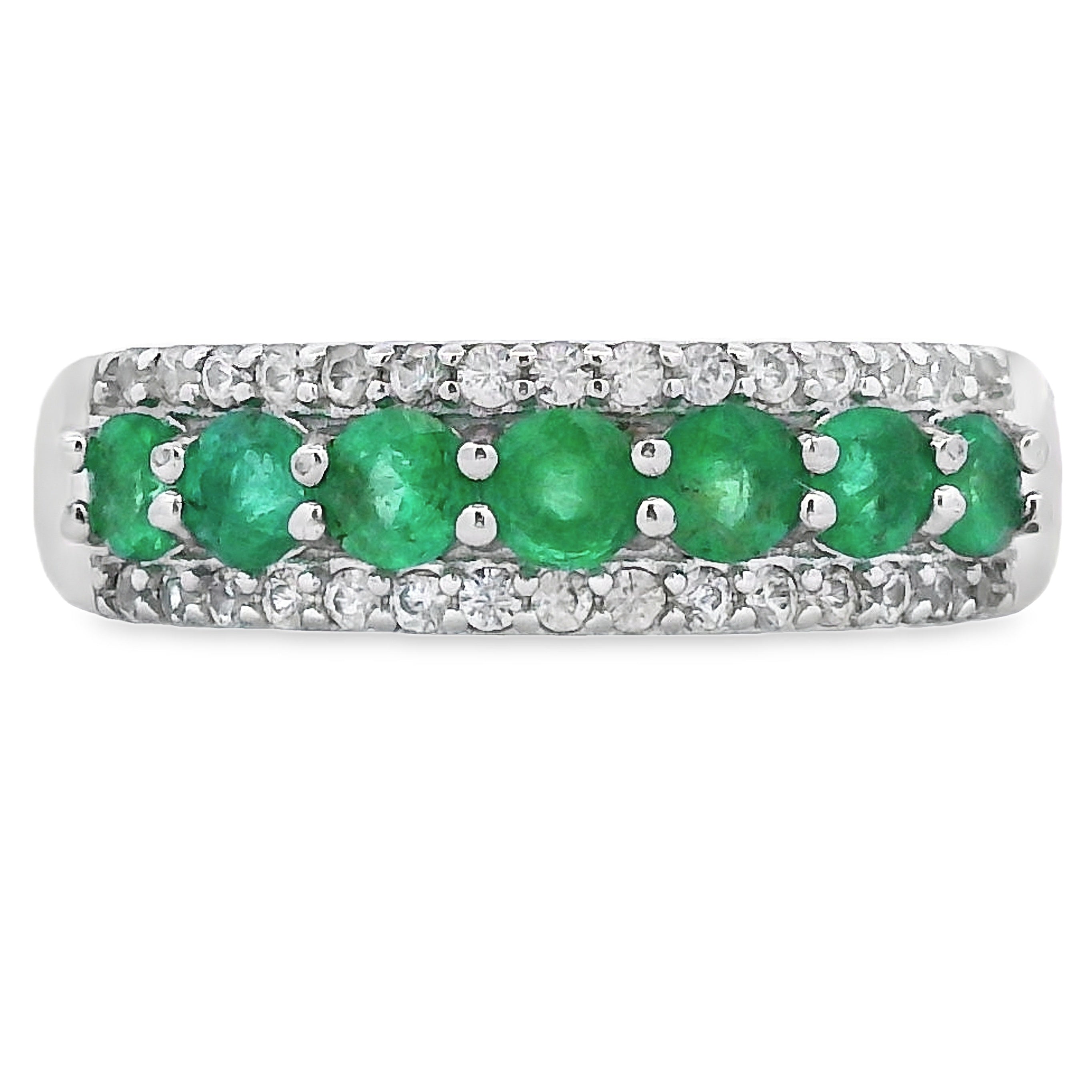 White Topaz 3 Stone Ring Sterling Silver on sale at MyriadMart