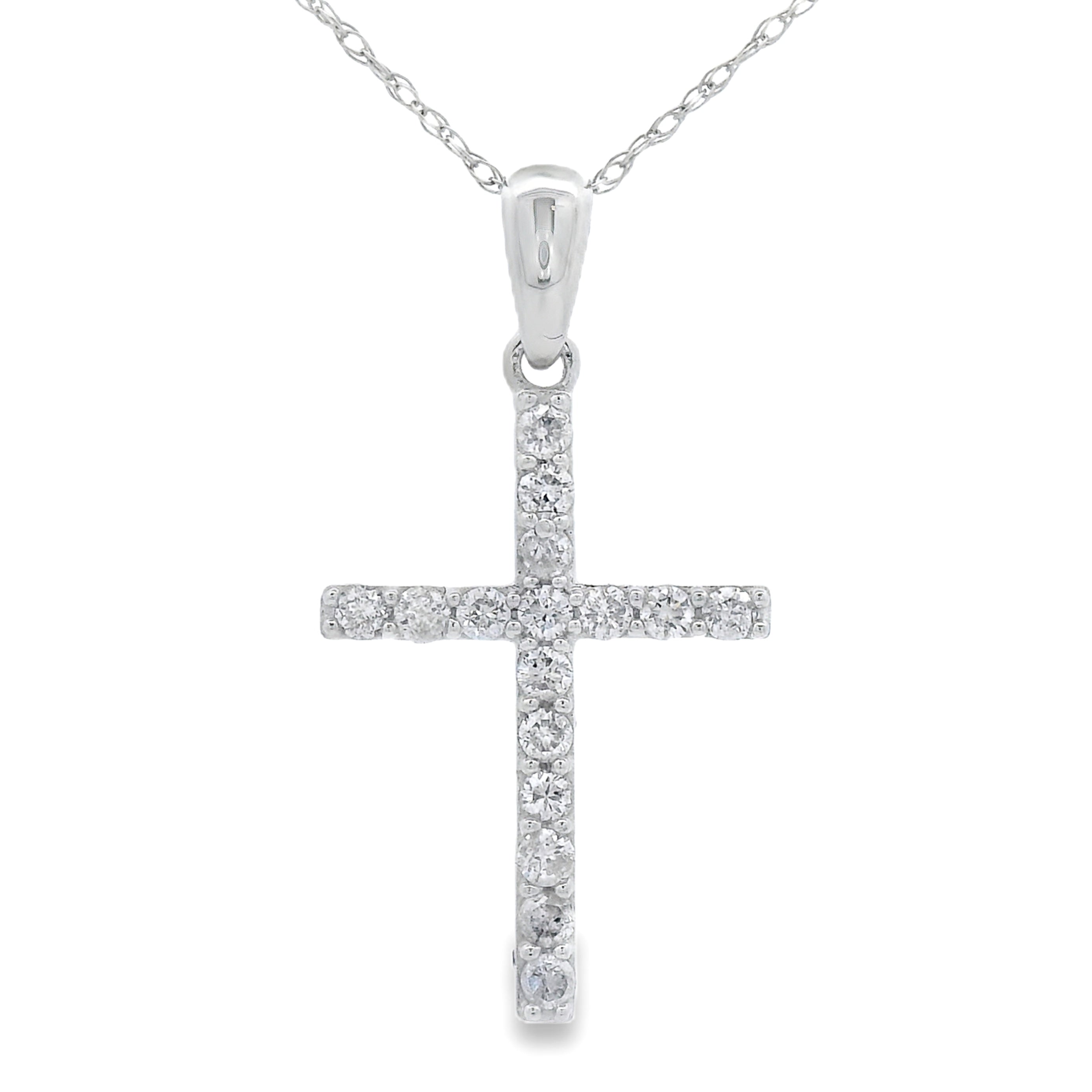.25ct Diamond Cross Religious Pendant 14KT White Gold on sale at MyriadMart