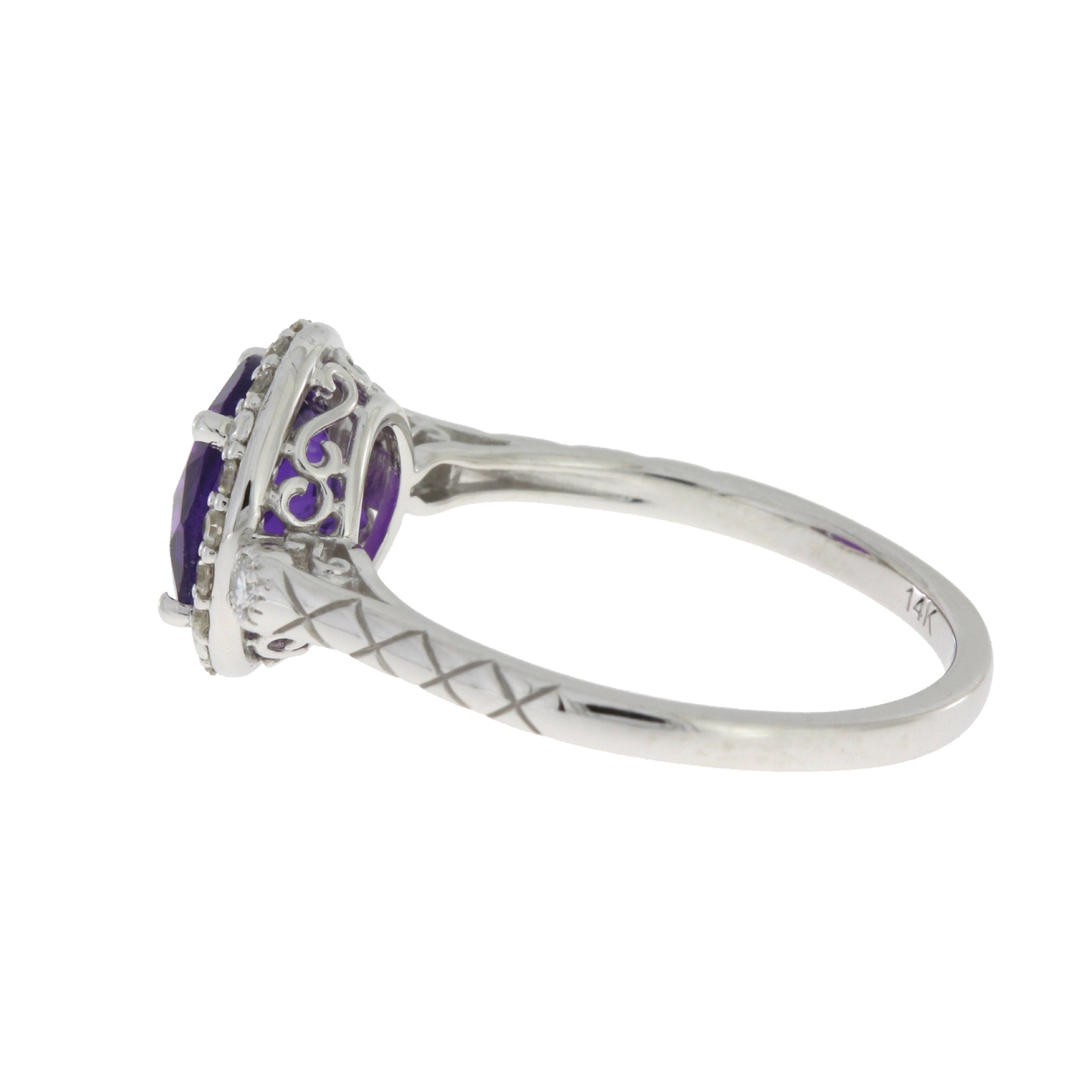 2.07ct Amethyst Diamond Ring 14KT White Gold on sale at MyriadMart
