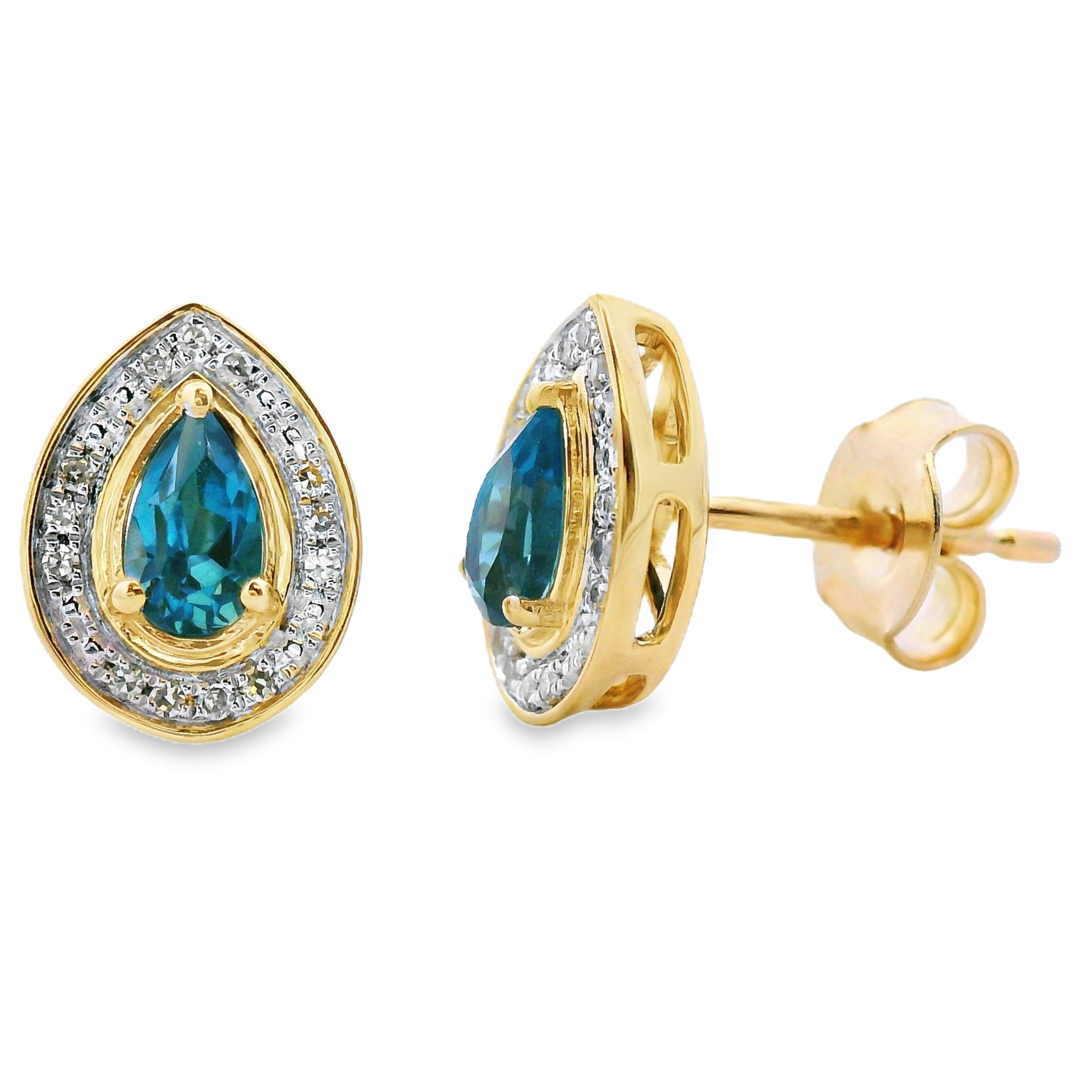 .57ct London Blue Topaz Stud Earrings 10KT Yellow Gold on sale at MyriadMart