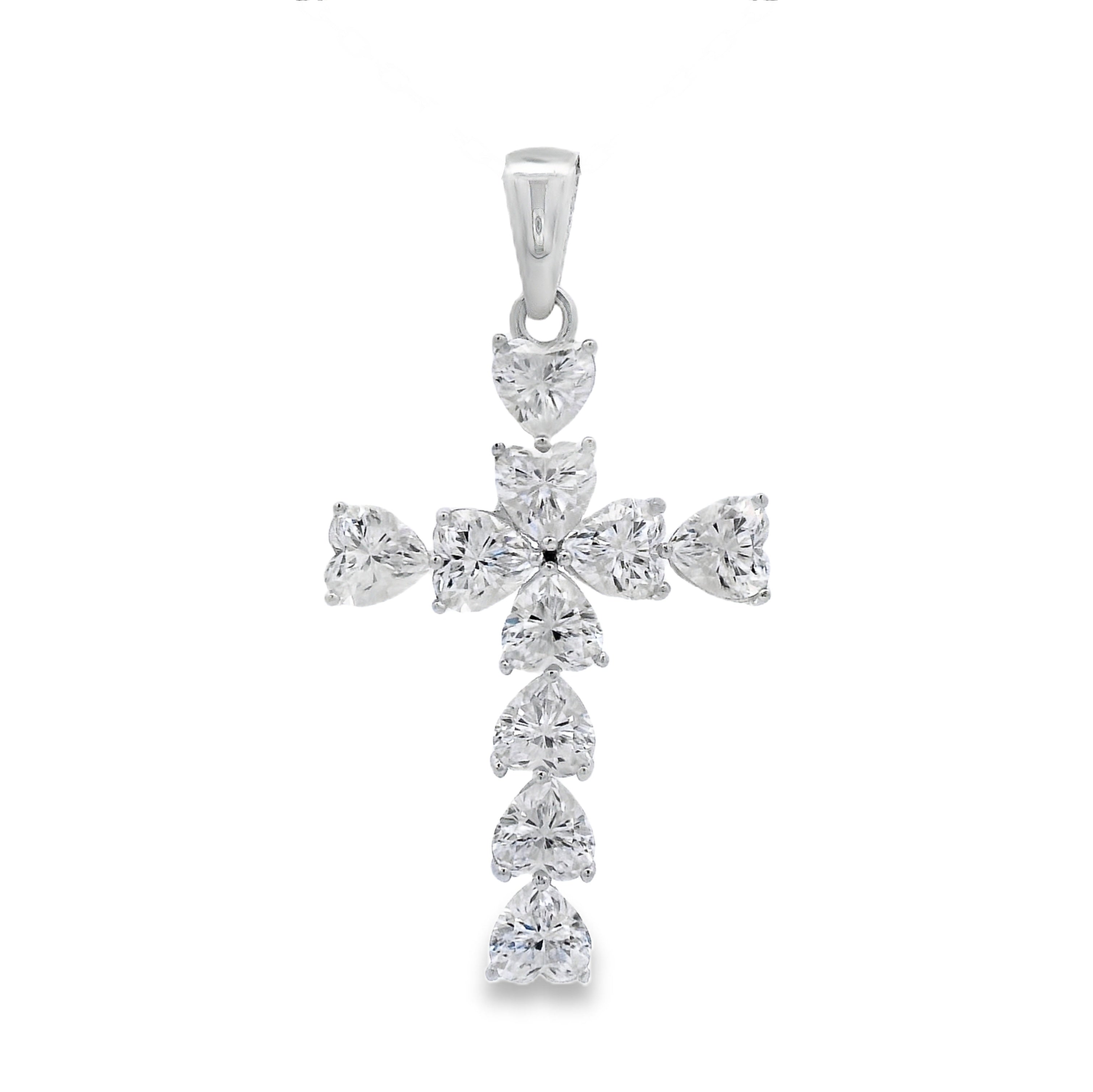 Moissanite Cross Religious Pendant Sterling Silver on sale at MyriadMart