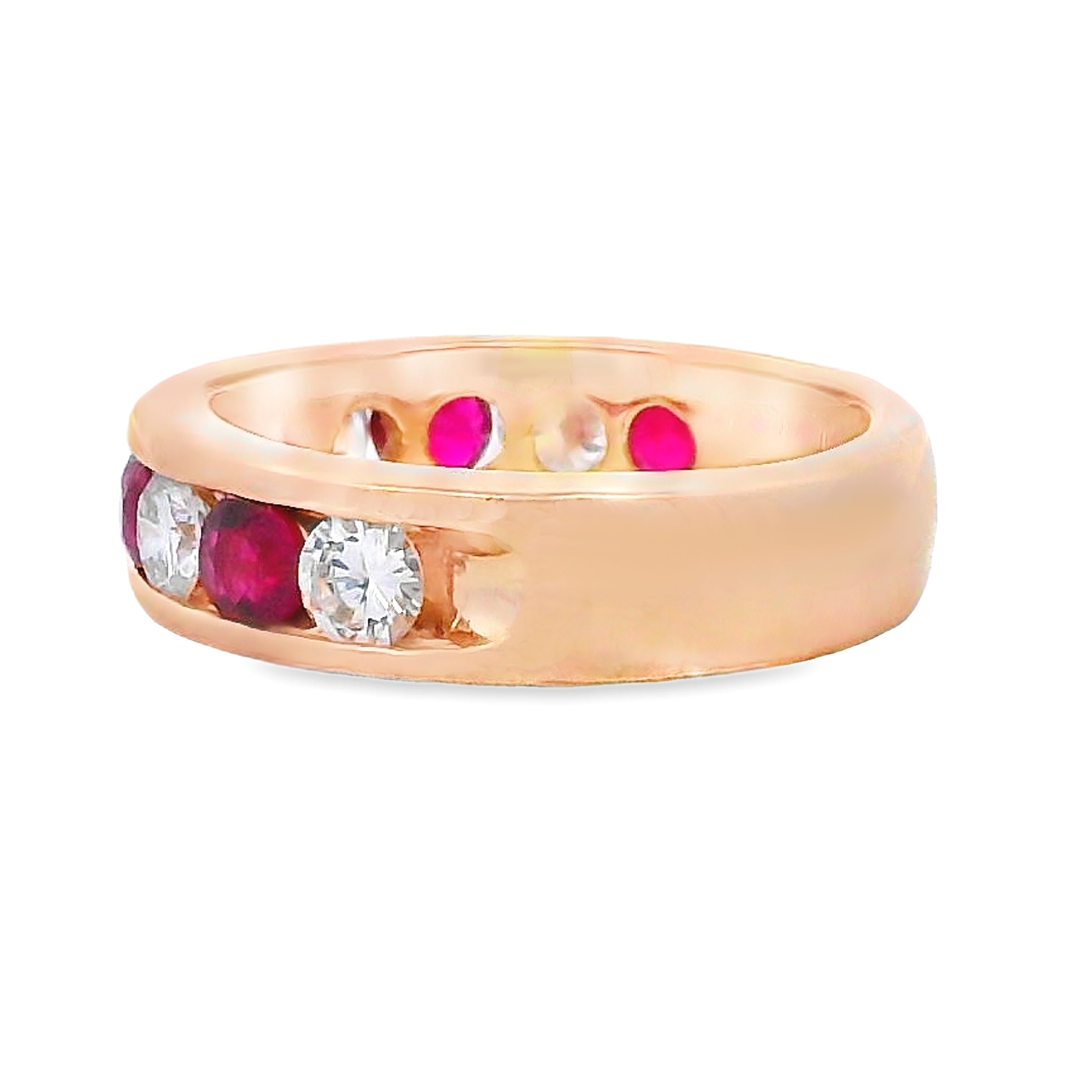2.50ct Ruby Diamond Wedding Band Ring 14KT Yellow Gold on sale at MyriadMart