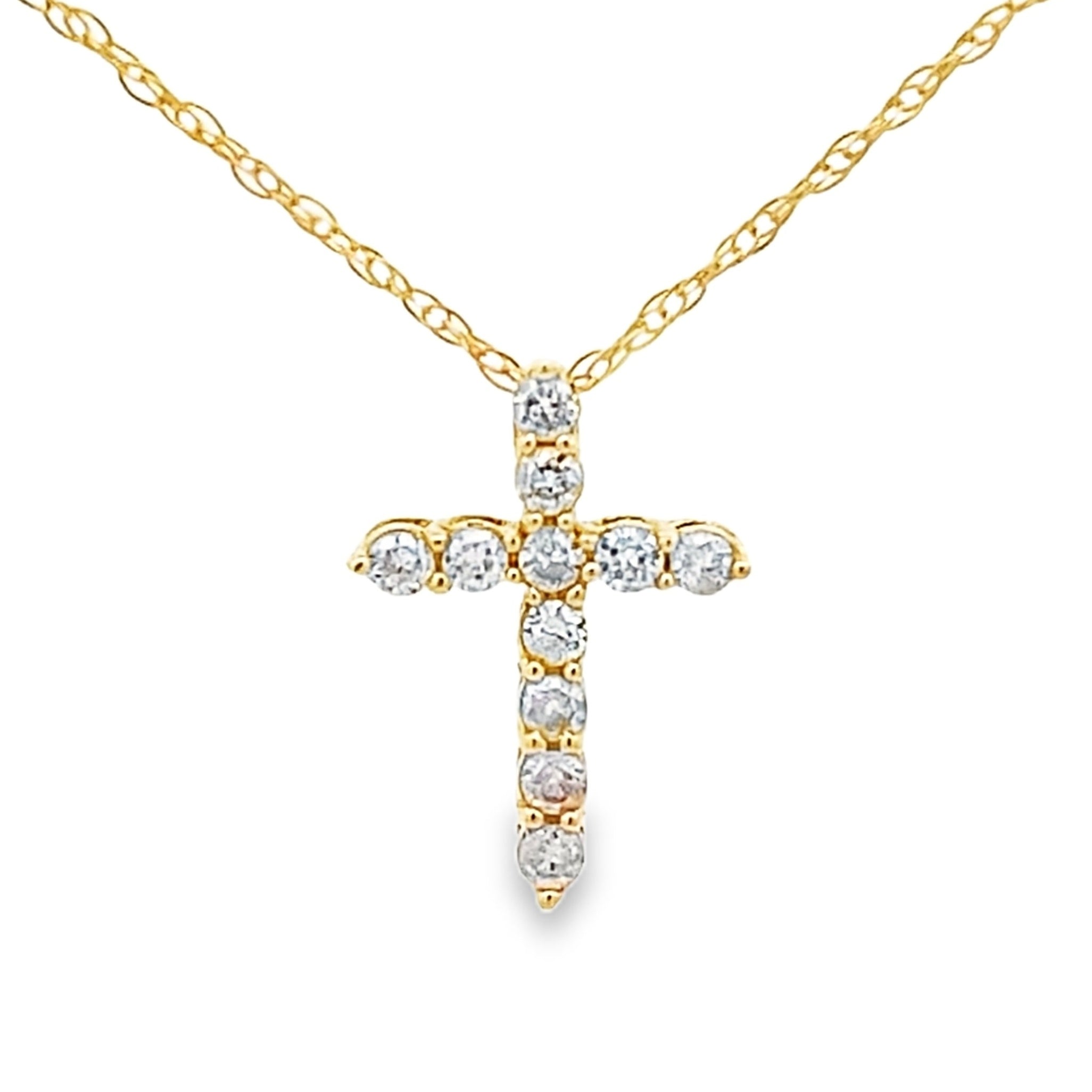 .12ct Diamond Cross Religious Pendant 14KT Yellow Gold on sale at MyriadMart