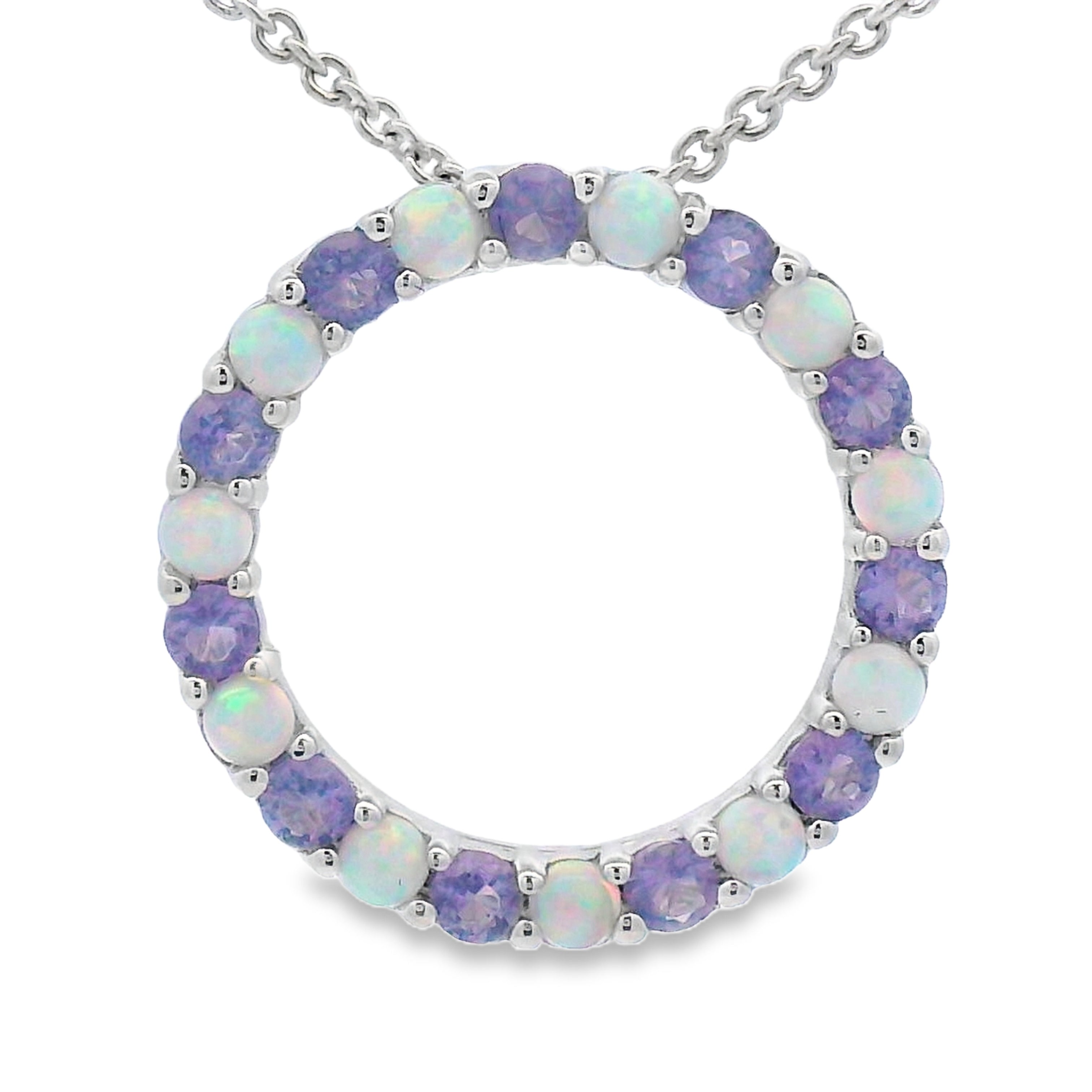 Created Opal Circle of Love Pendant Sterling Silver on sale at MyriadMart