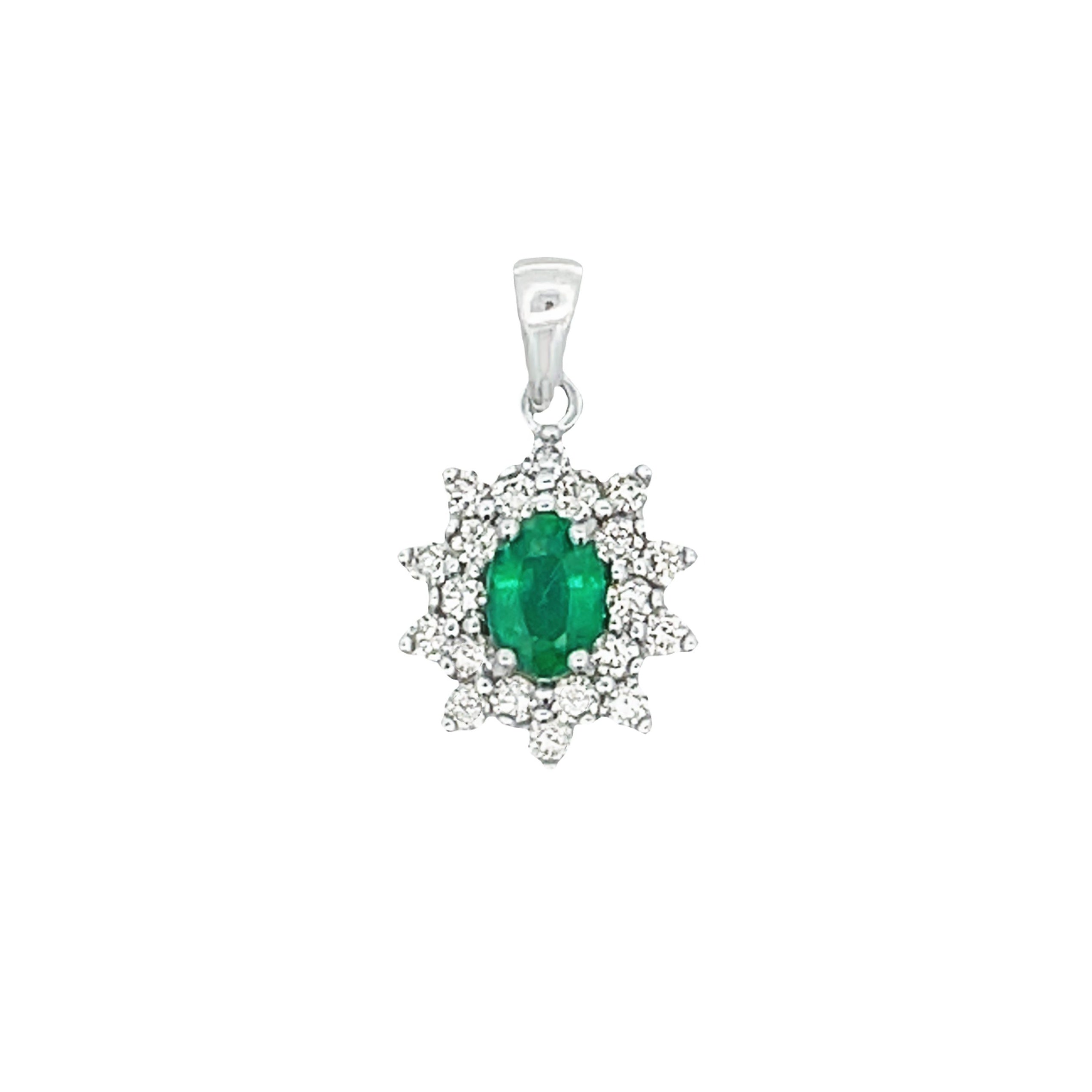 1.43ct Emerald Diamond Fashion Pendants 14KT White Gold on sale at MyriadMart