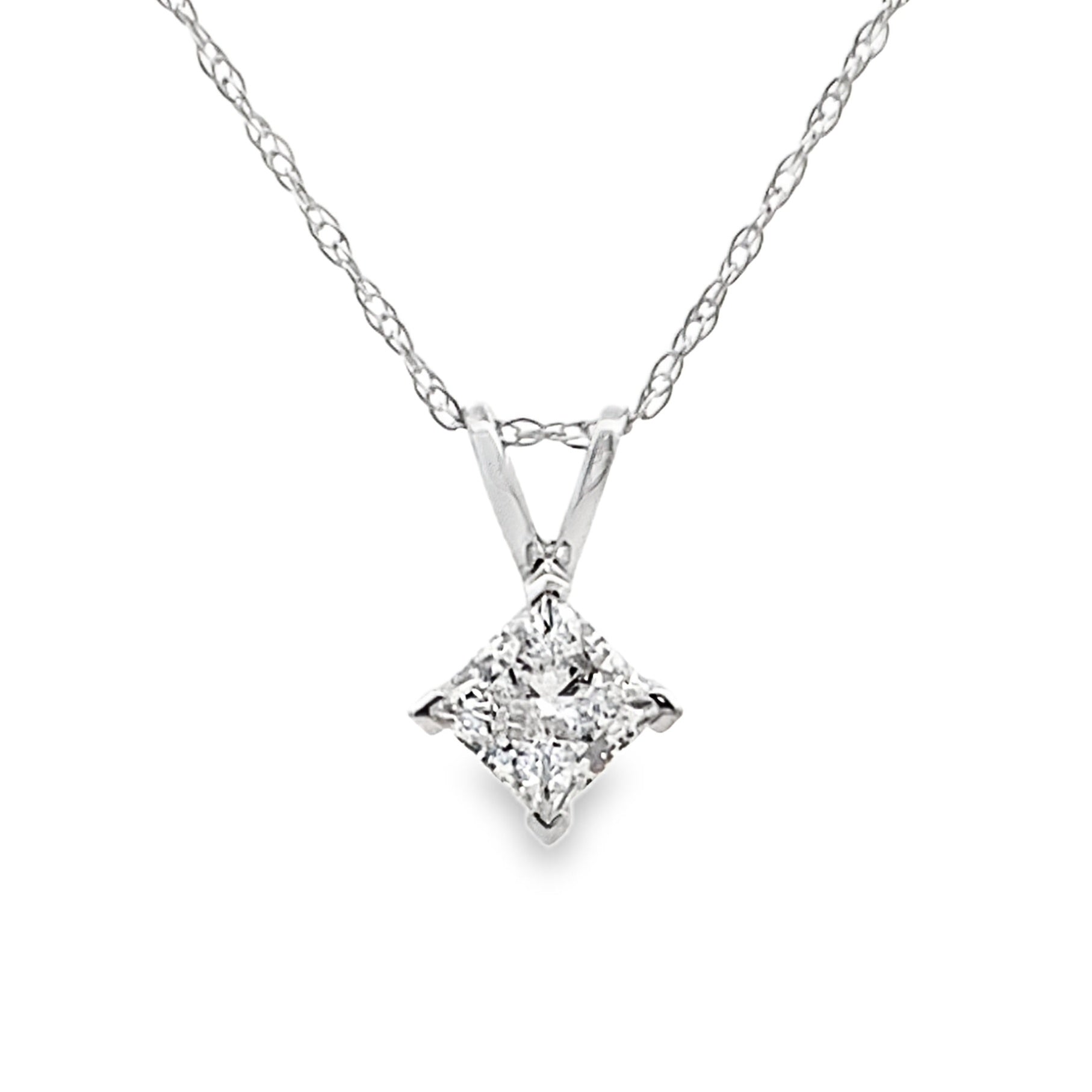 Natural .40ct Lab Grown Diamond Pendant 14KT White Gold on sale at MyriadMart