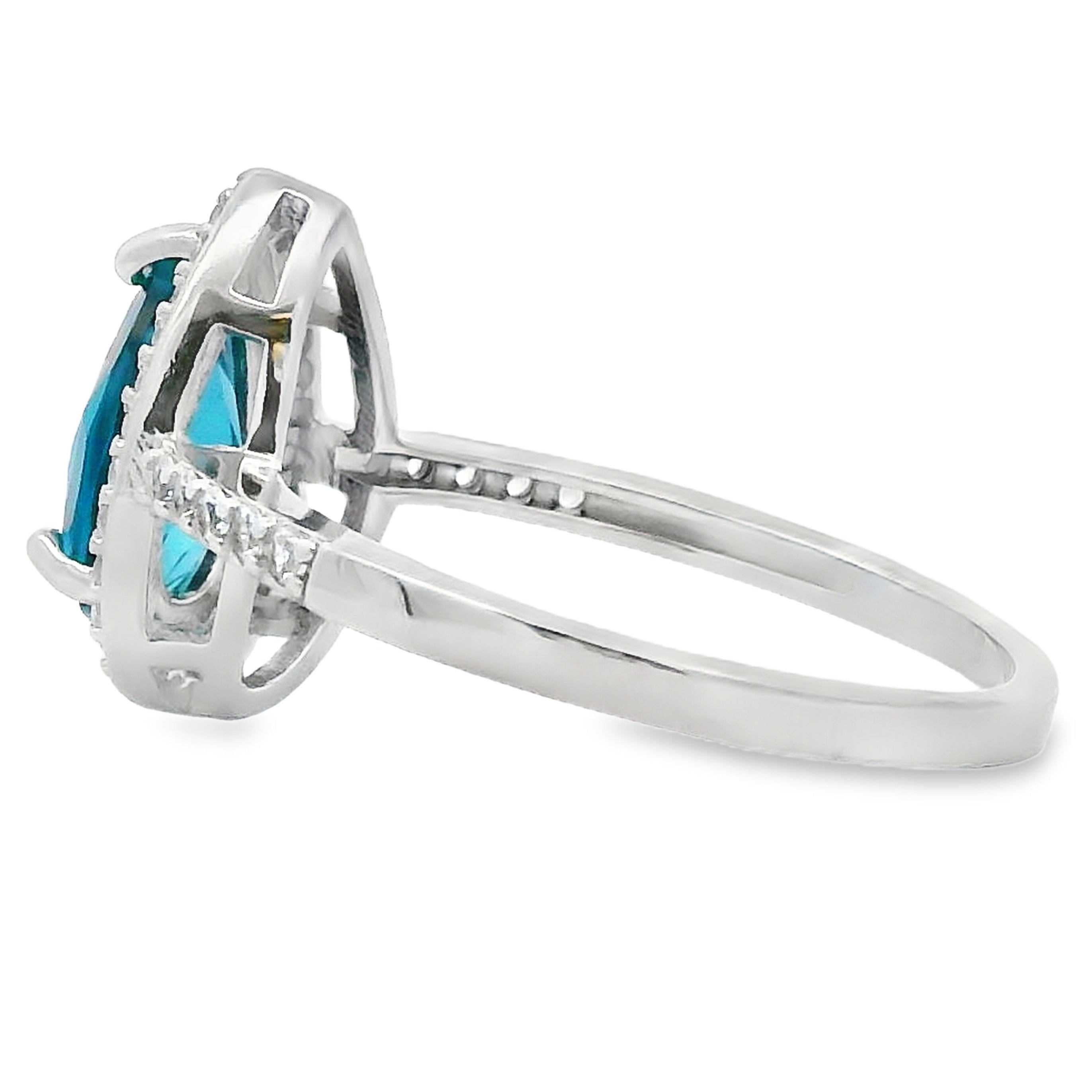 London Blue Topaz Created Sapphire Ring Sterling Silver on sale at MyriadMart