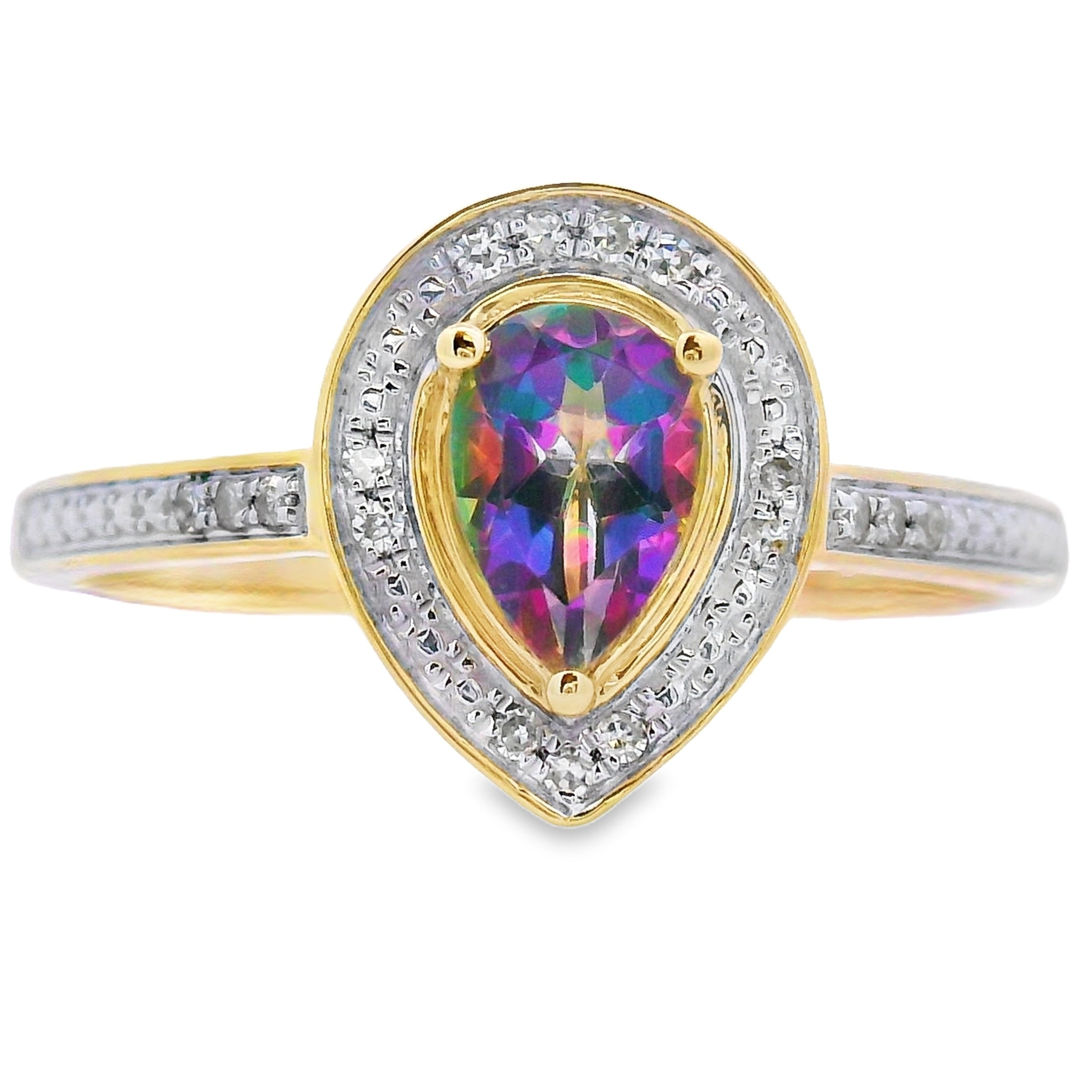 .50ct Mystic Fire Topaz Diamond Ring 10KT Yellow Gold on sale at MyriadMart