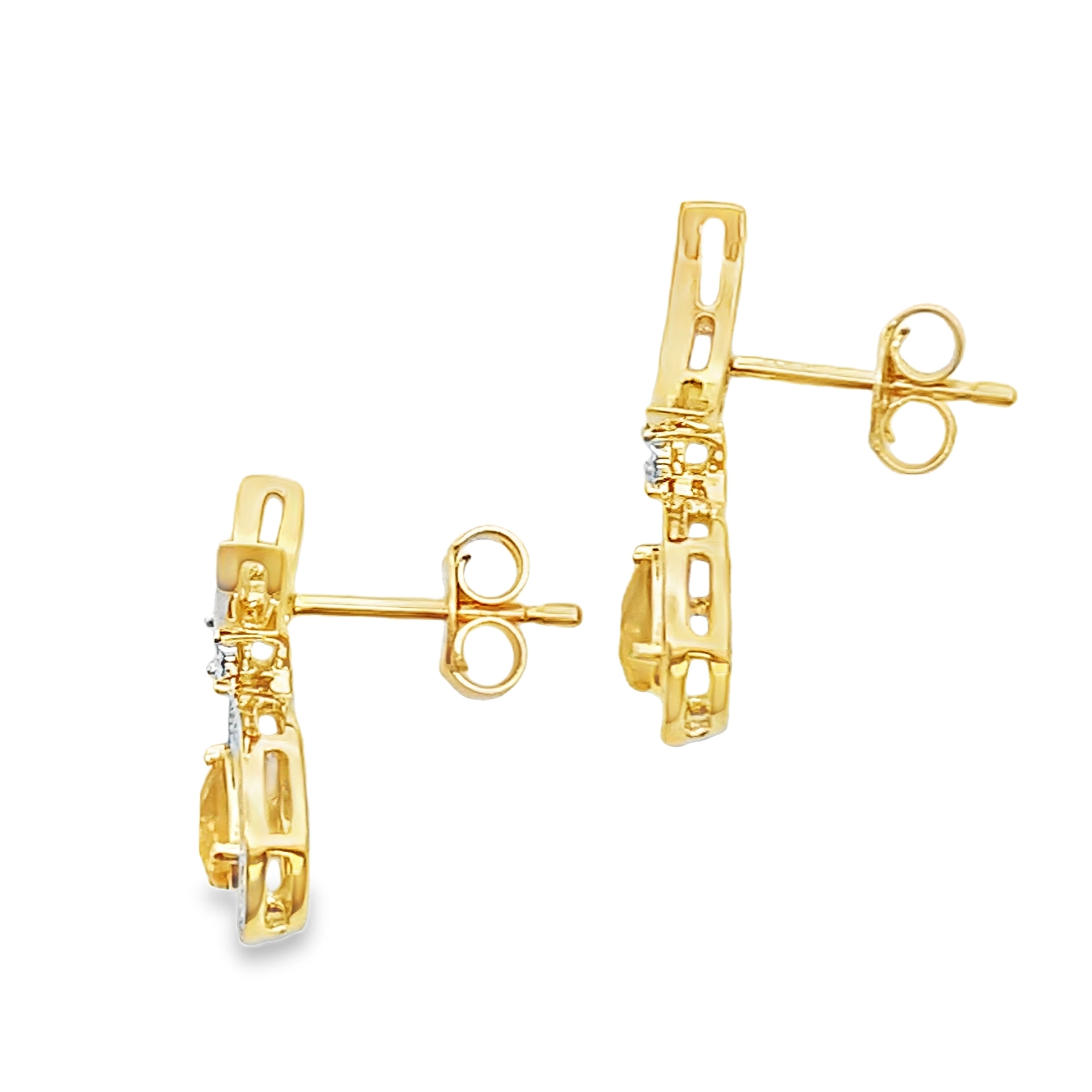 .48ct Citrine Diamond Dangle Earrings 10KT Yellow Gold on sale at MyriadMart