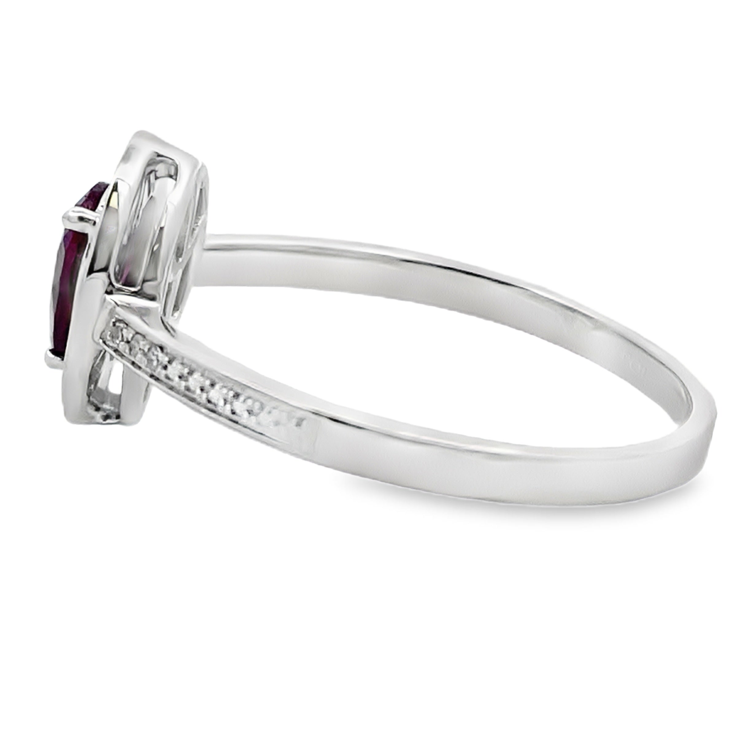 .56ct Garnet Diamond Ring 10KT White Gold on sale at MyriadMart