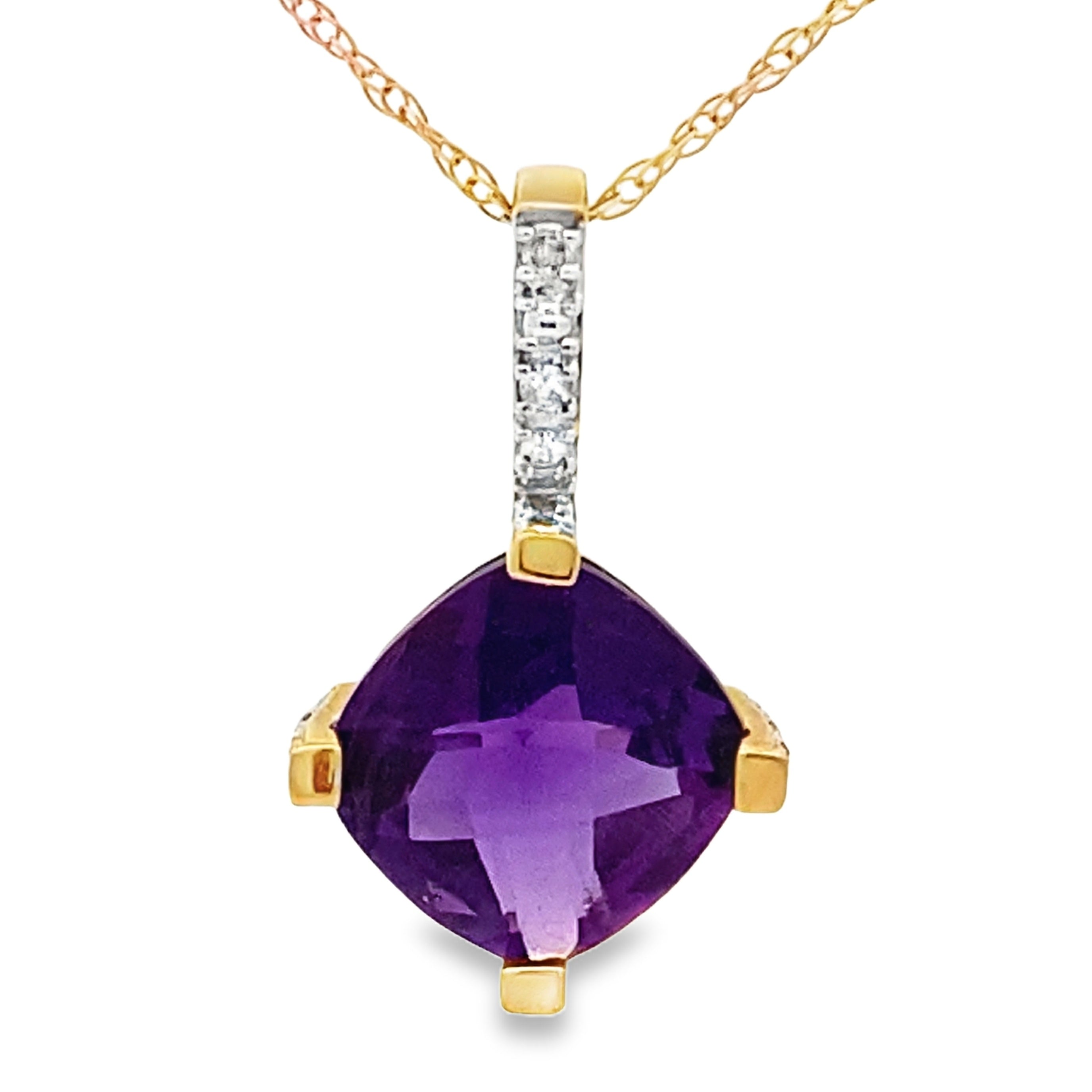 Amethyst Diamond Fashion Pendants 10KT Yellow Gold on sale at MyriadMart