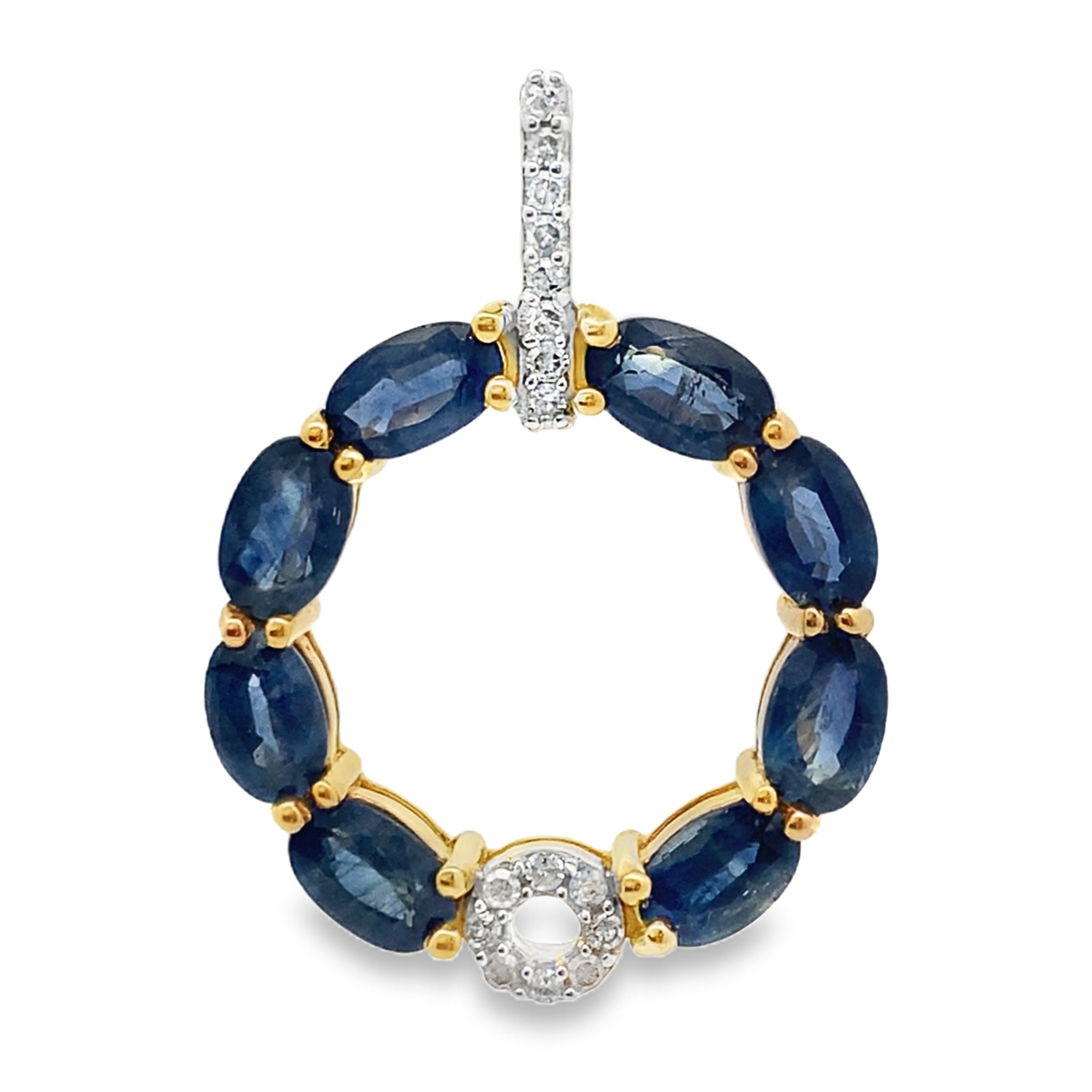 Sapphire Diamond Fashion Pendants 14KT Yellow Gold on sale at MyriadMart