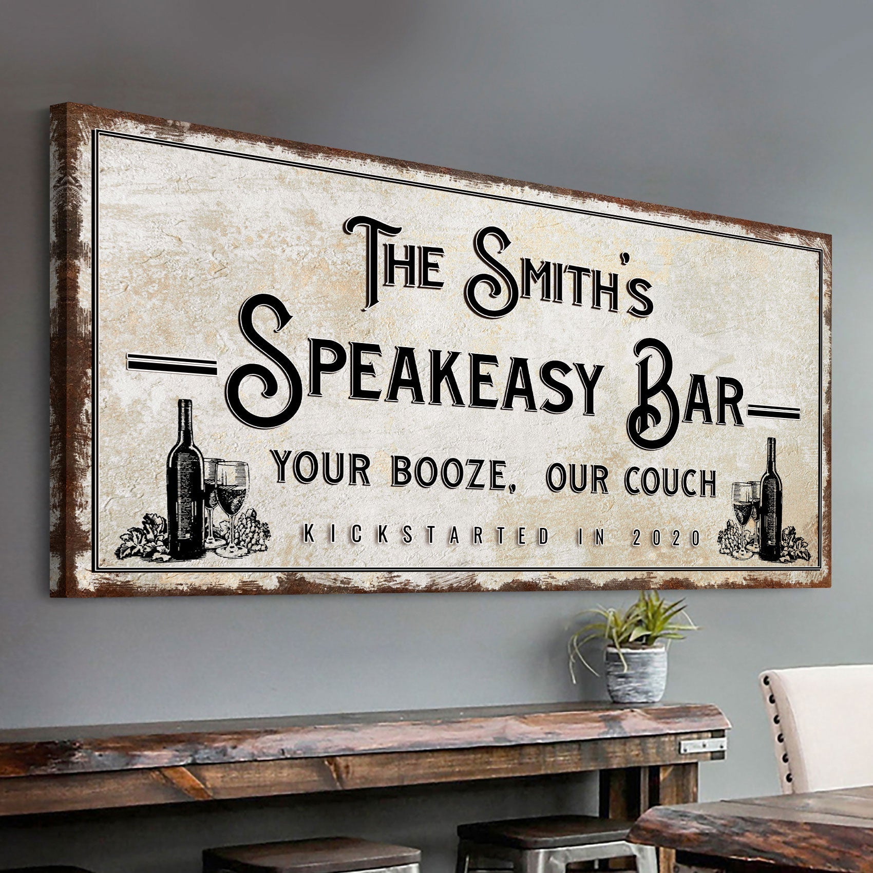 Speakeasy Your Booze Our Couch Bar Sign on sale at MyriadMart