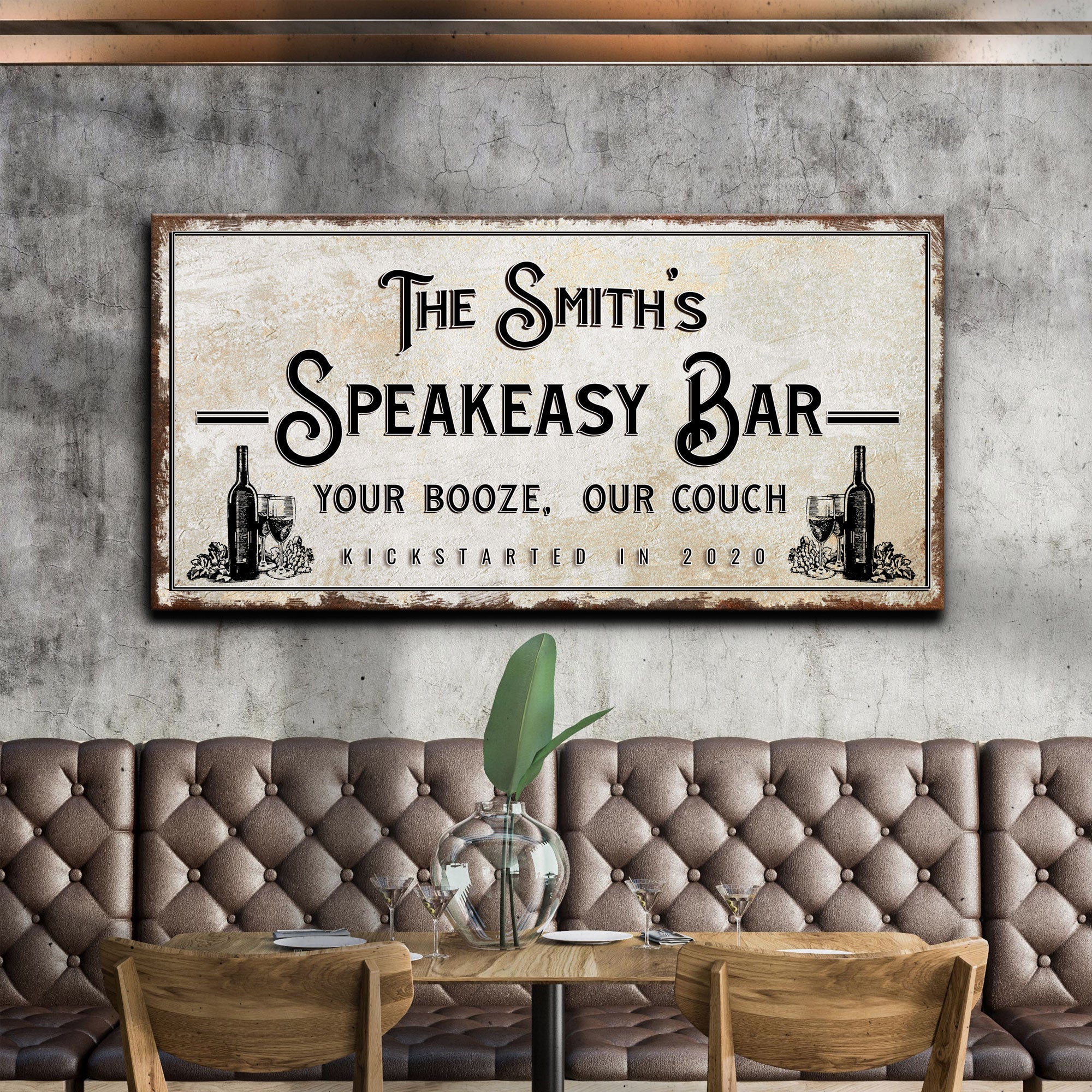 Speakeasy Your Booze Our Couch Bar Sign on sale at MyriadMart