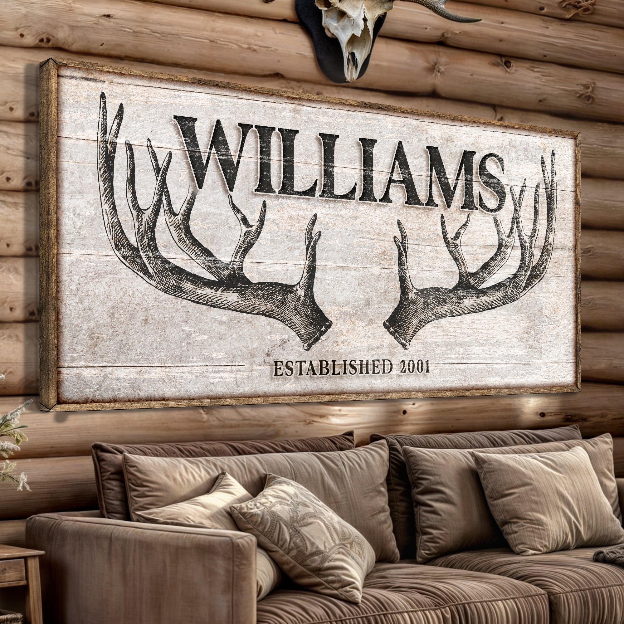 Personalized Family Antler Sign IV on sale at MyriadMart
